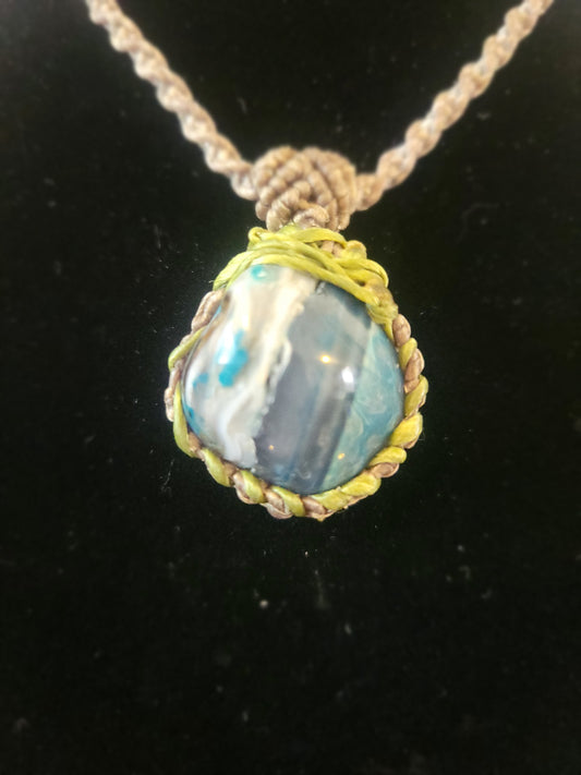 Cosmic Harmony: Planet-like Agate Pendant Necklace