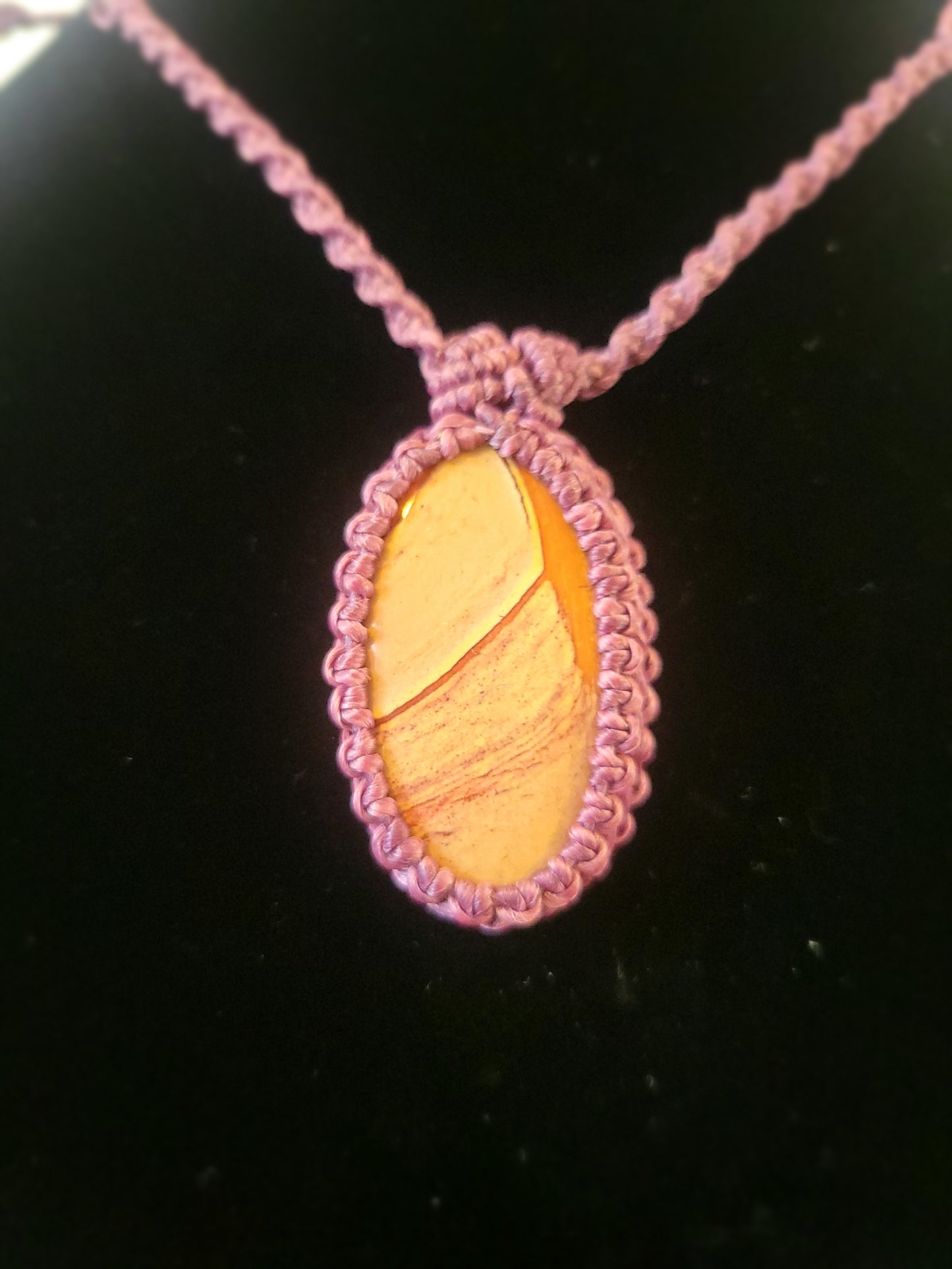 “Painted Earth” – Striated Picture Jasper Pendant Necklace, Purple Cord, Adjustable One-of-a-Kind Design
