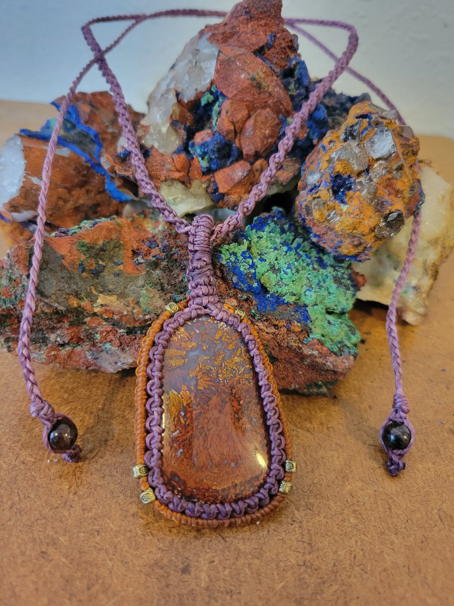 Mexico Plum Agate Stone Pendant Necklace