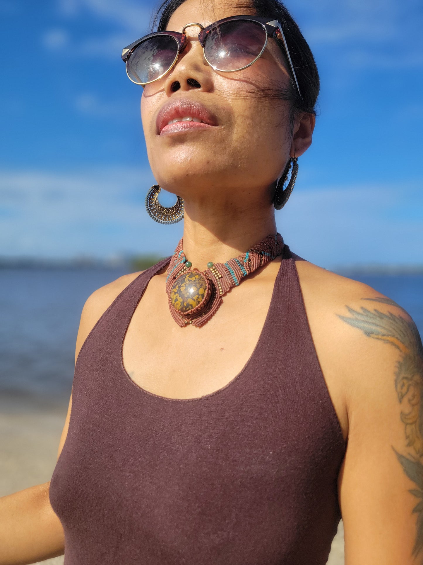 Ajooba Azubalite Jasper Choker Necklace – Nurturing Stone, Throat Chakra