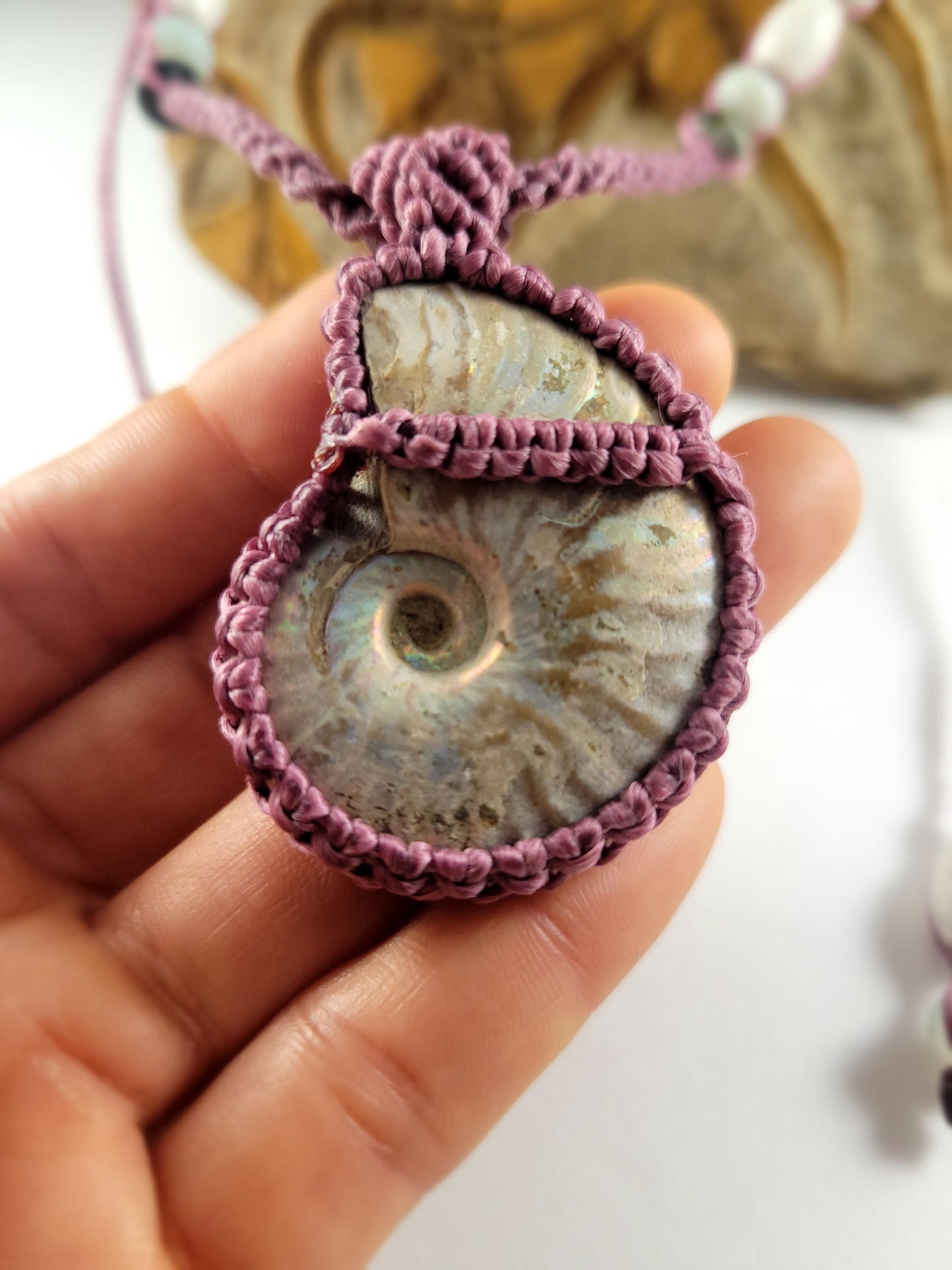 Wrapped Ammonite Pendant Necklace