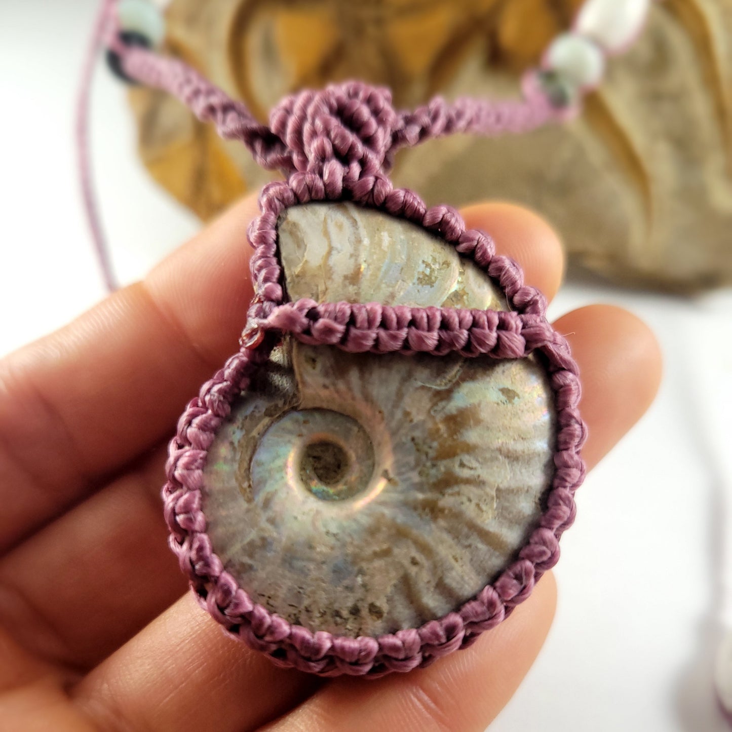 Wrapped Ammonite Pendant Necklace