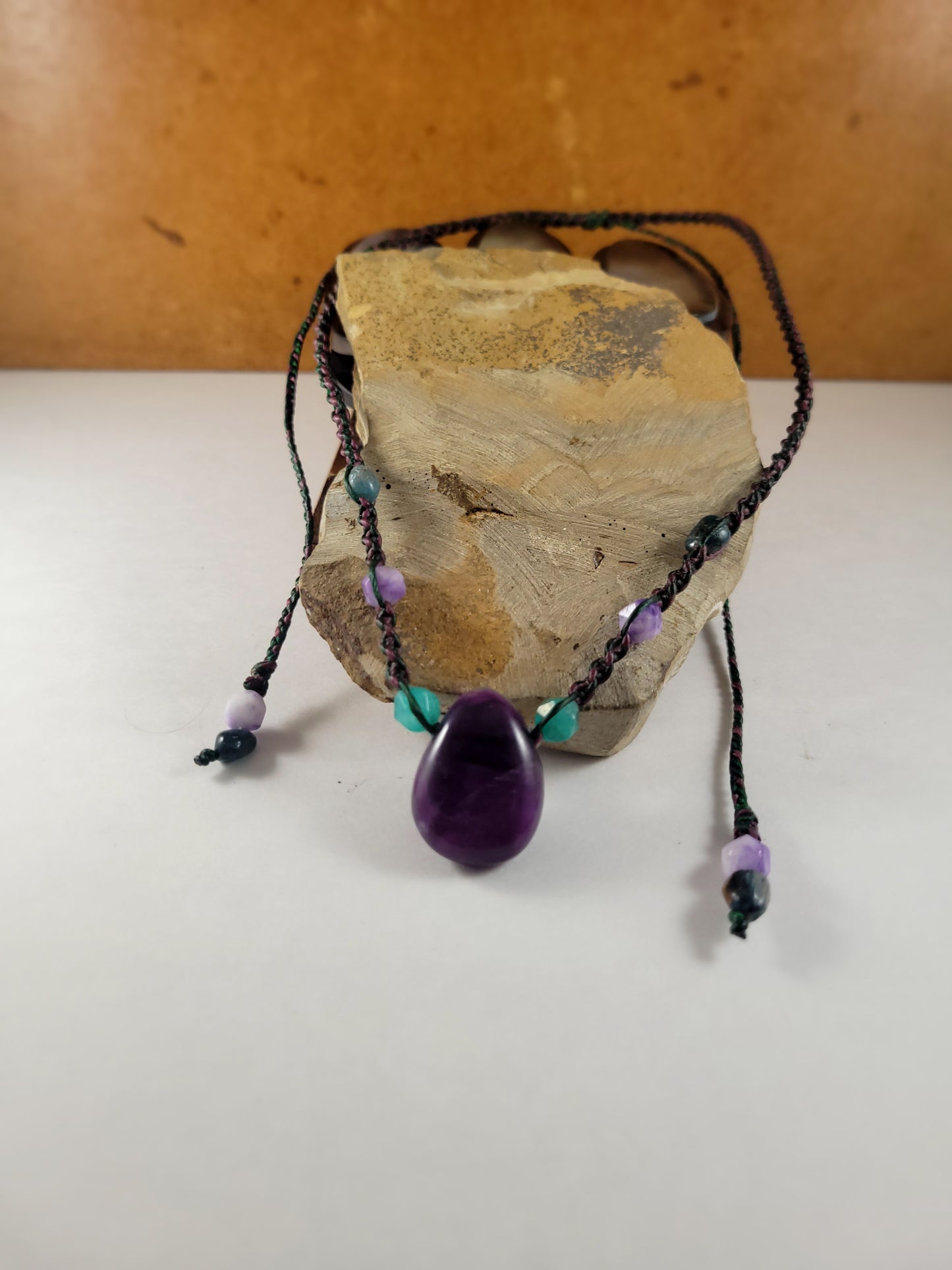 Boho Rainbow Fluorite Pendant Necklace for clarity and intuition