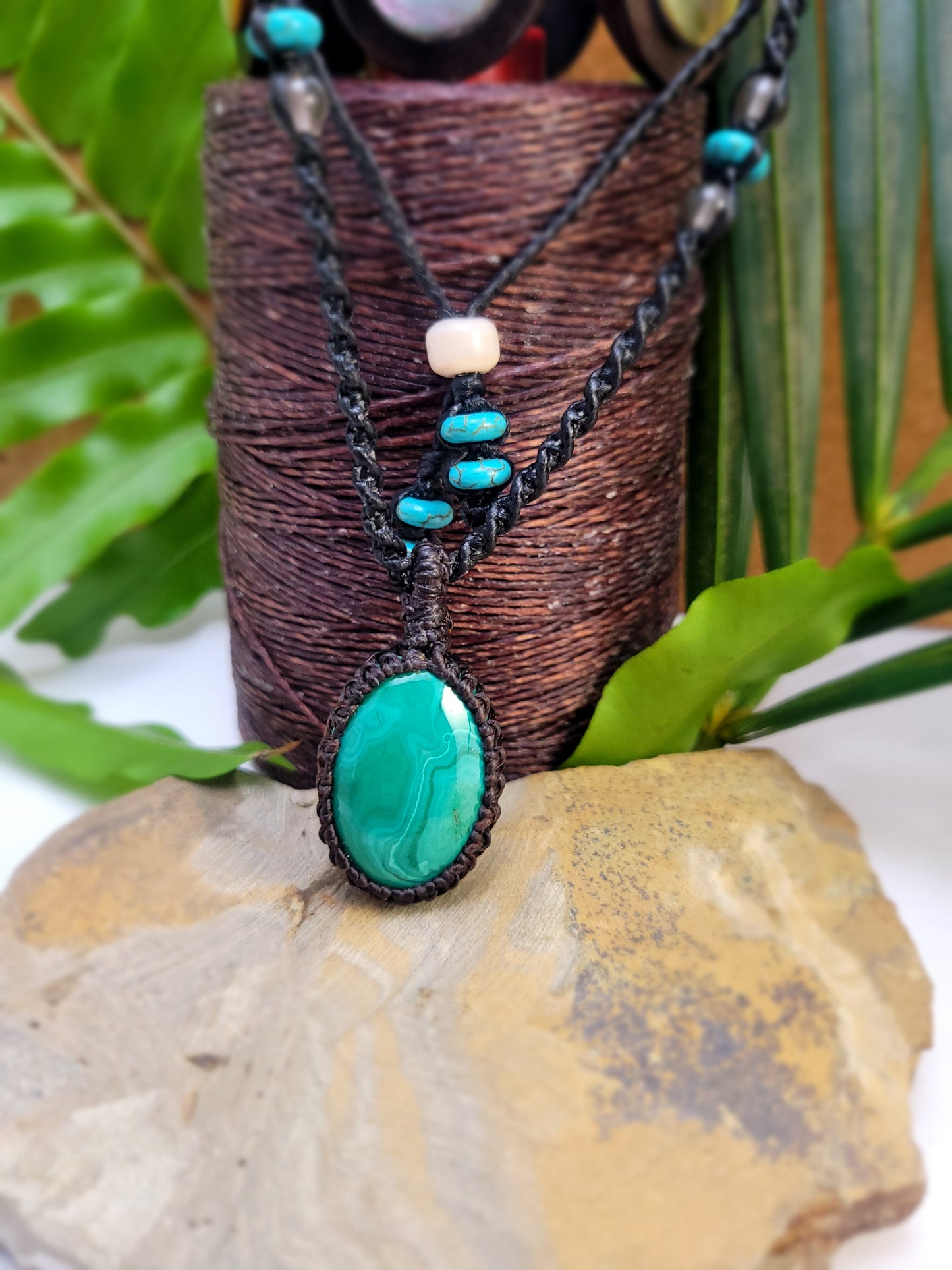 Malachite Stone Pendant Necklace
