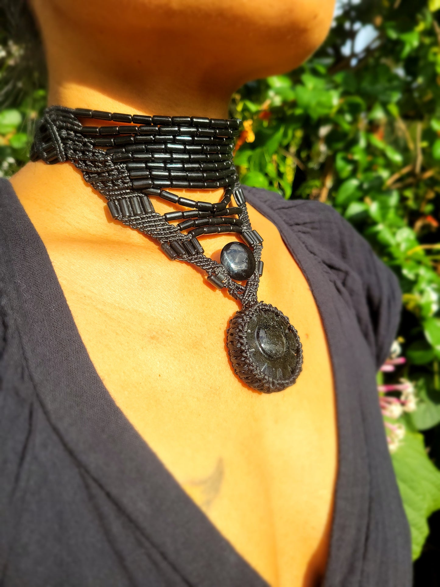 Black Sun Goddess Choker Necklace