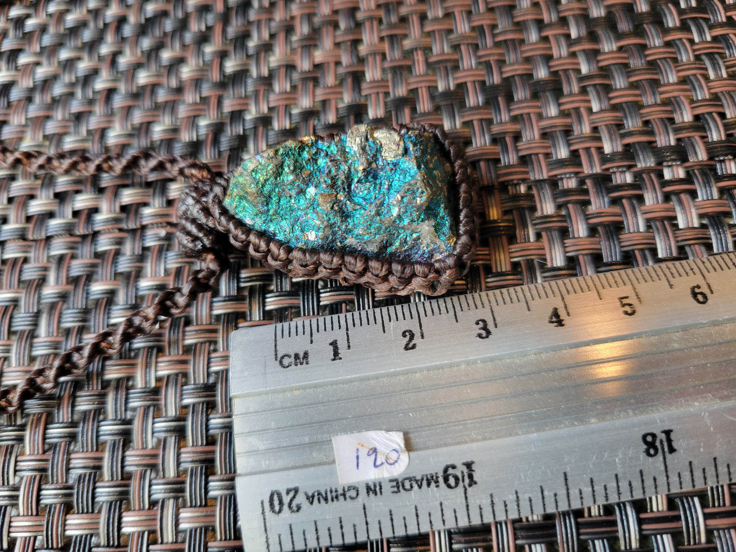 Raw Peacock Ore Necklace – Shimmering Bornite Amulet on Adjustable Braided Cord