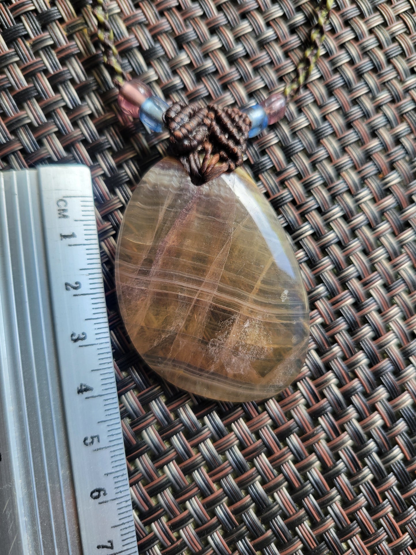 Lightweight Fluorite Pendant Necklace with adjustable sliding knot
