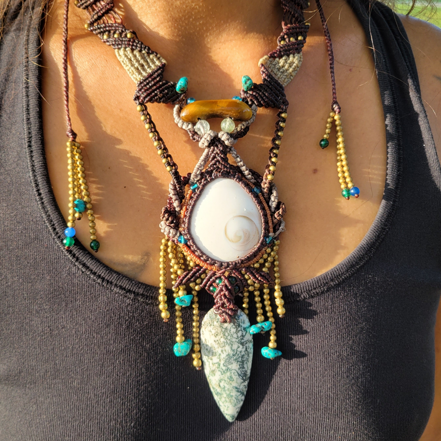 Snail Operculum, Tree Agate & Tiger’s Eye
