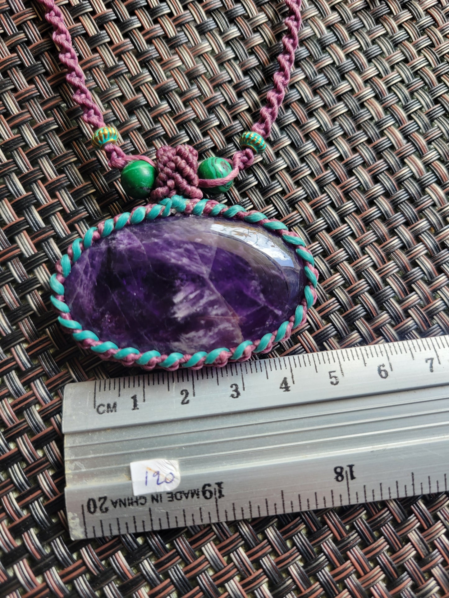 Large Oval Amethyst Pendant Necklace for intuition and healing