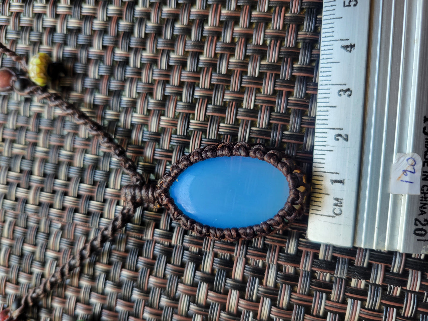 Opalite Macramé Necklace – Simple Boho Pendant with Stone Beads & Adjustable Brown Cord