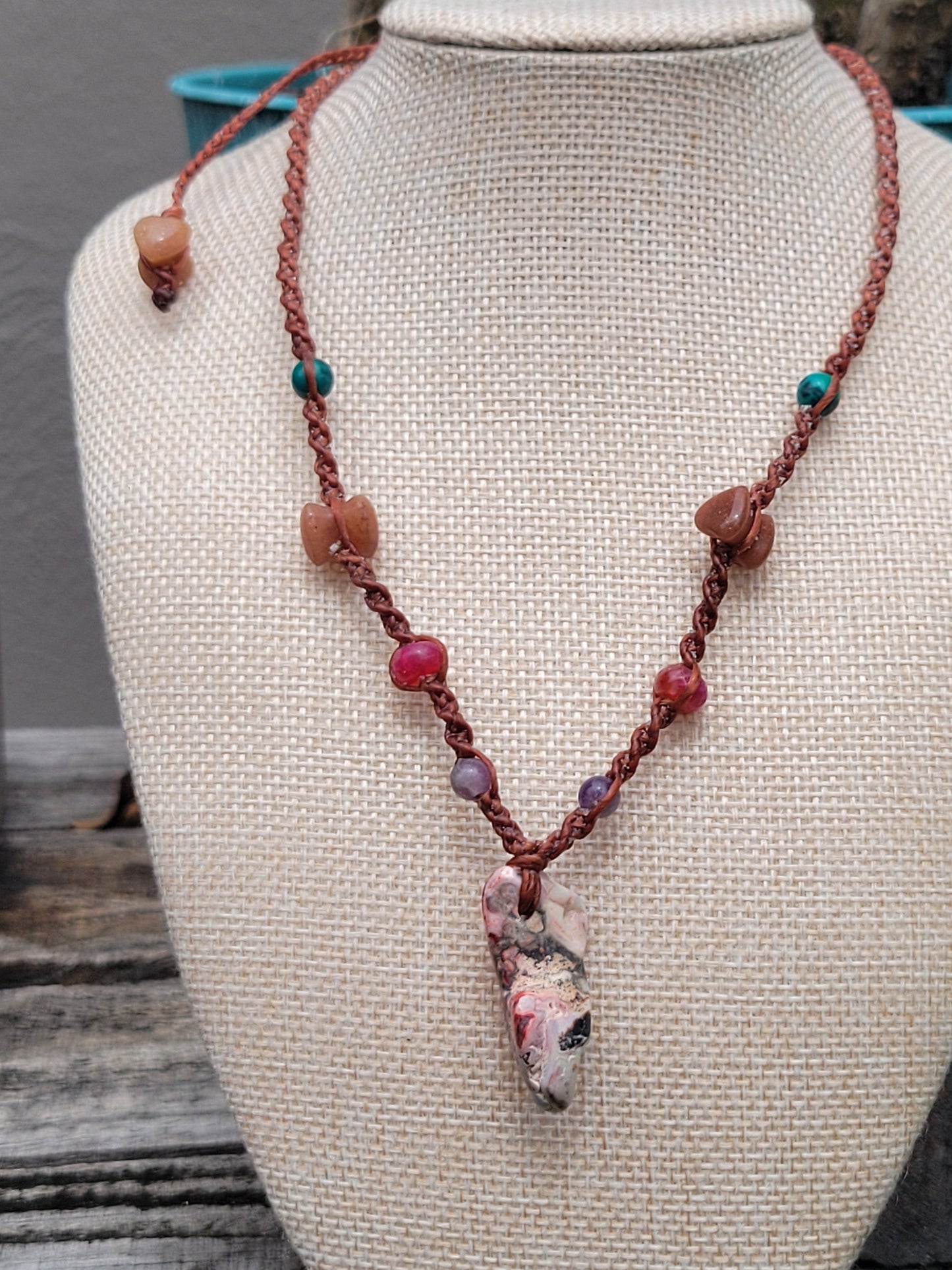 Raw Brecciated Agate Pendant Necklace