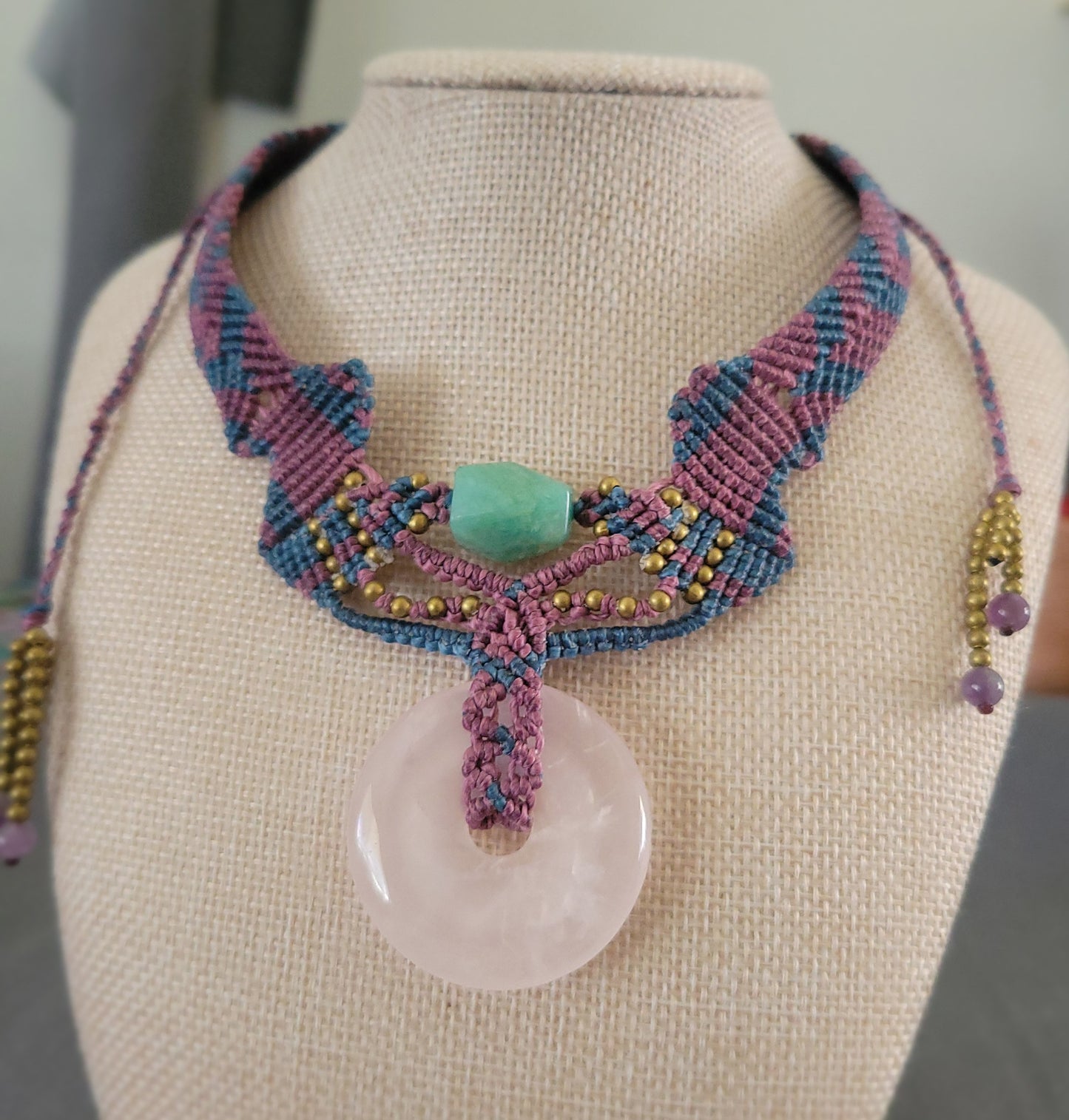 Rose Quartz Jewelry adjustable boho choker festival necklace