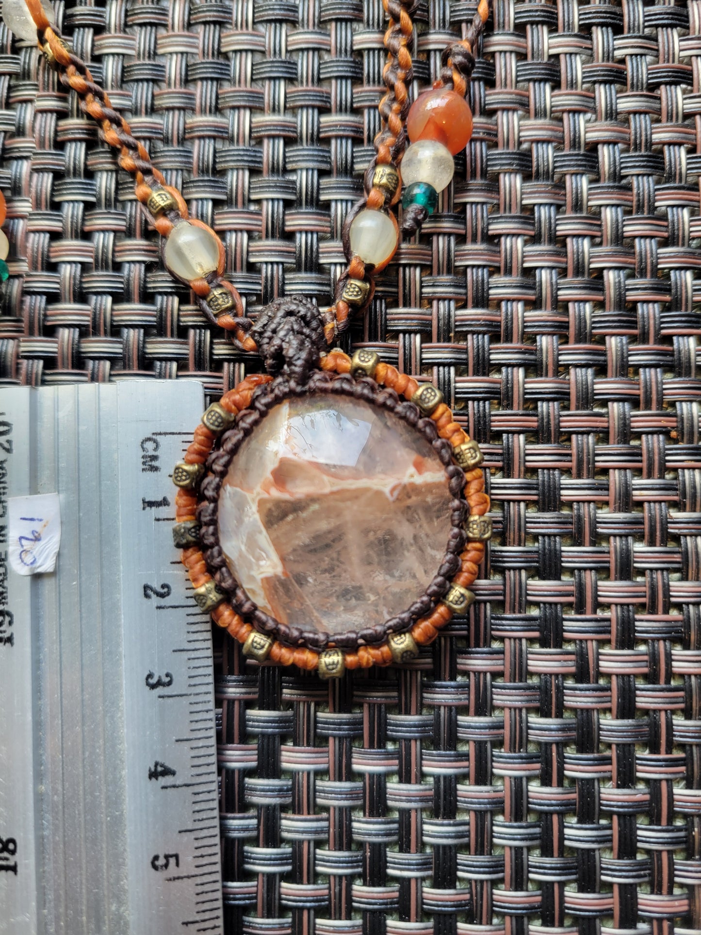 Plume Agate Pendant Necklace – Handwoven Boho Jewelry with Brass & Agate Accents