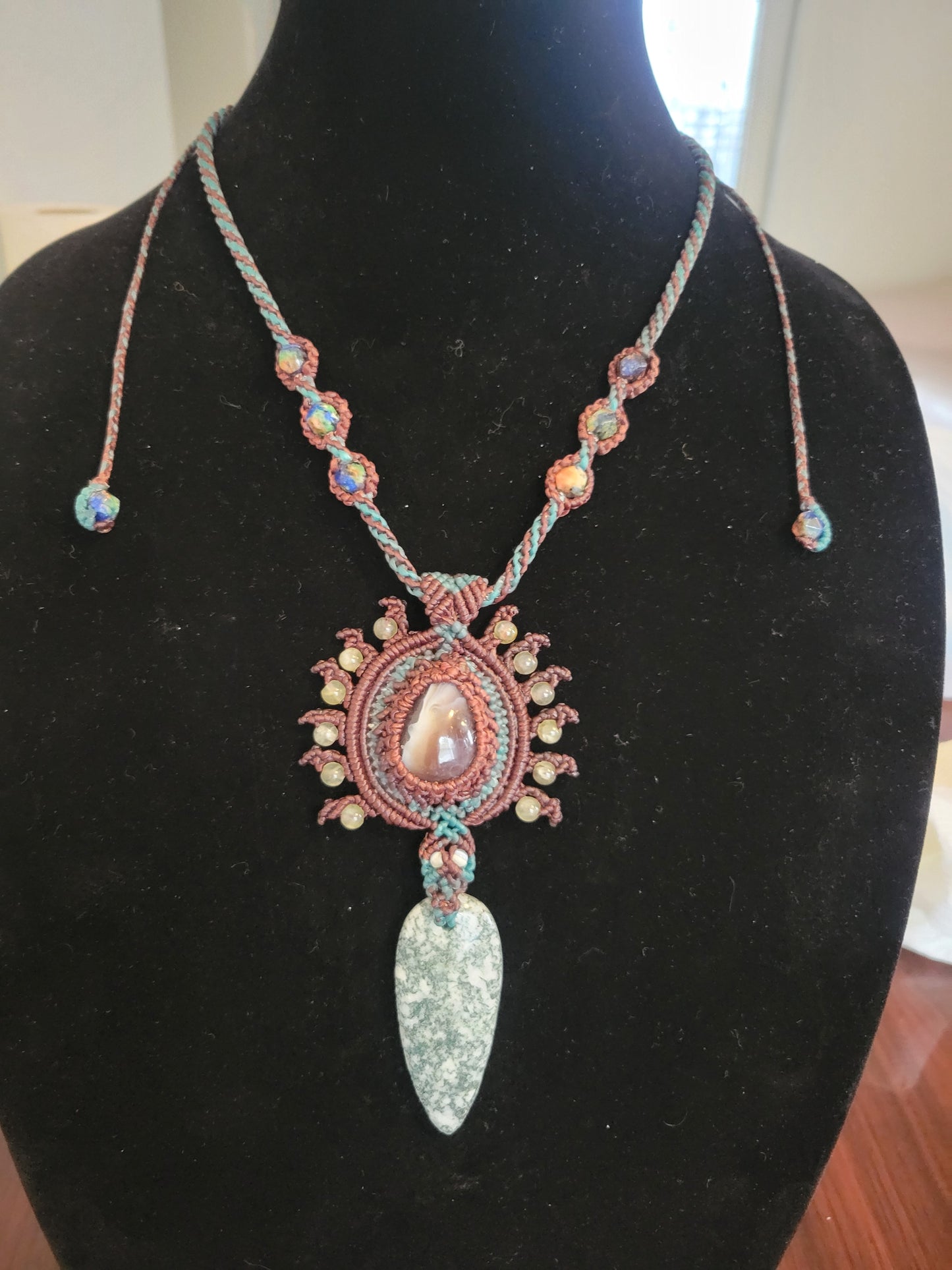 Visionary Tree Agate & Sodalite Arrowhead Necklace - Unique Artisan Creation