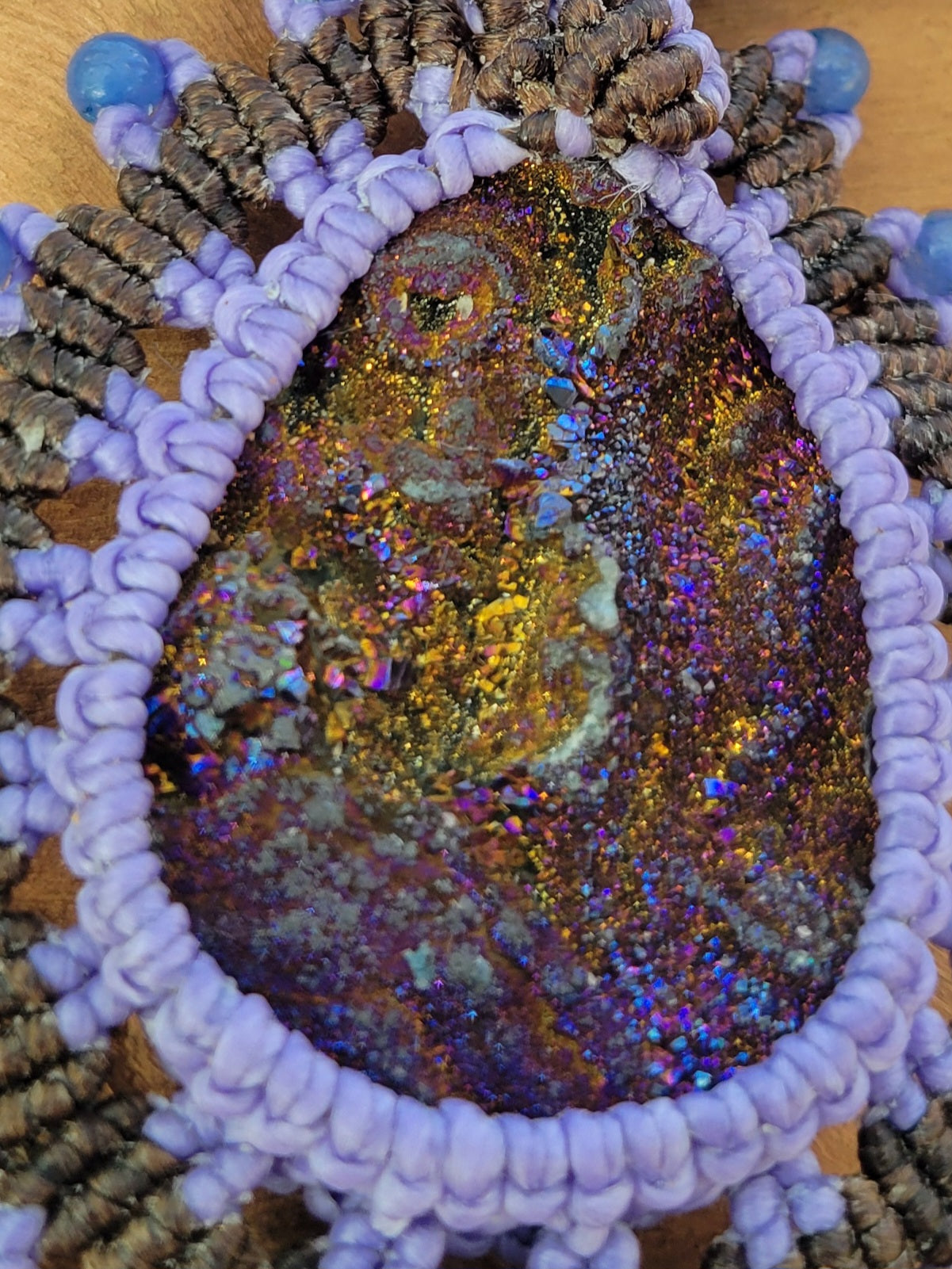 Boho Goddess Titanium Aura Druzy and Lapis Lazuli Choker