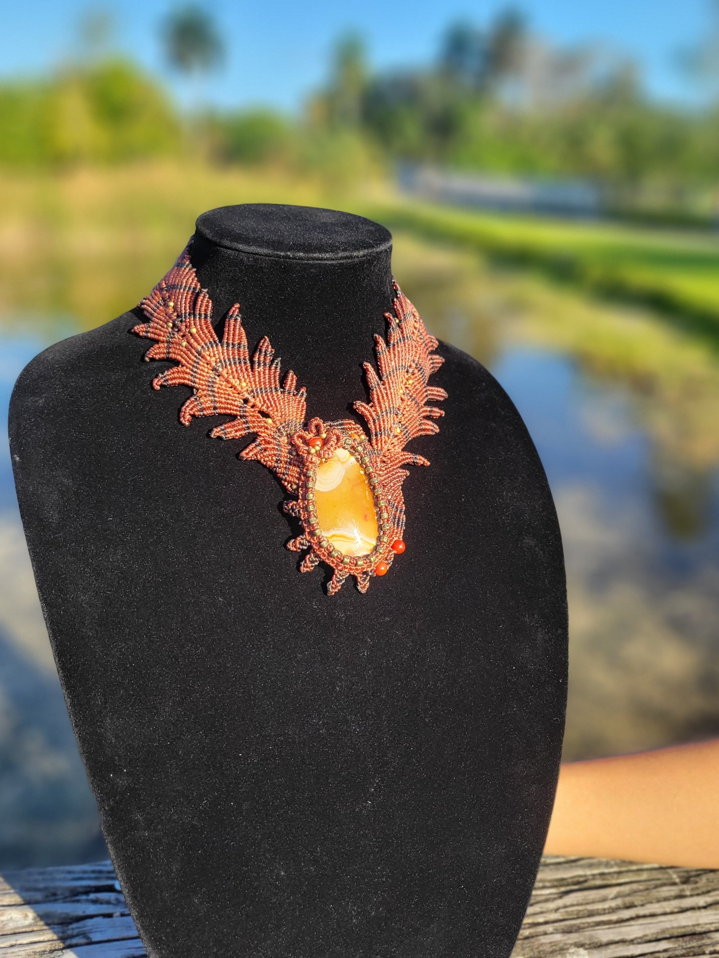 Phoenix Rising Red & Black Macramé Choker Necklace