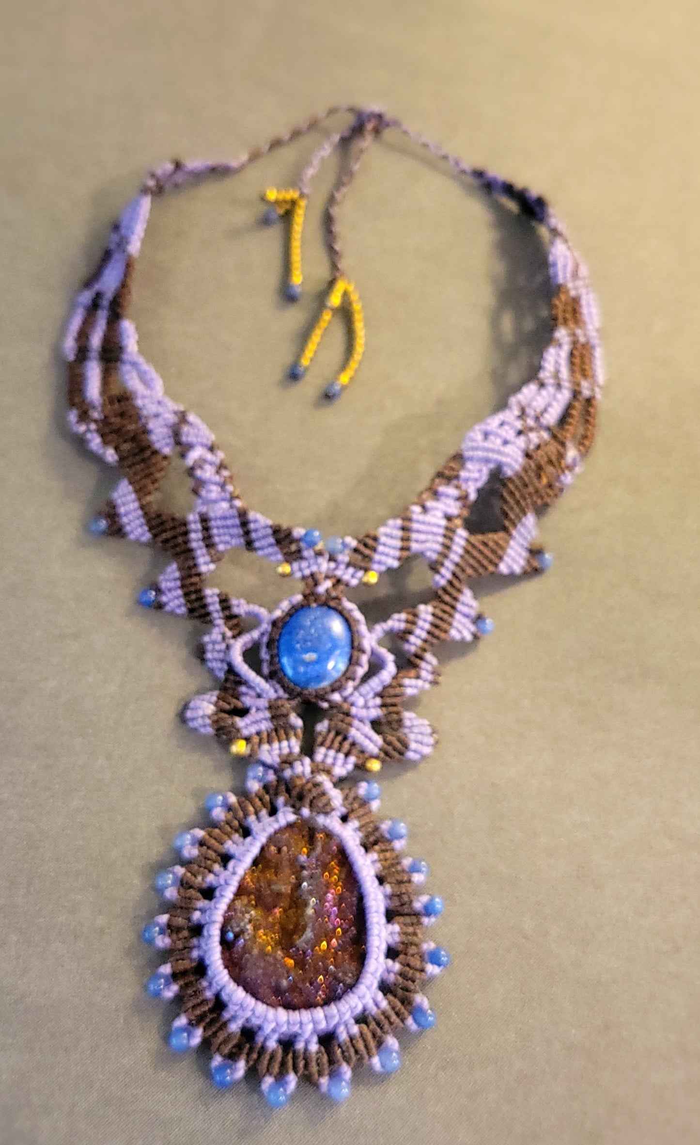 Full Handmade Titanium Aura Druzy and Lapis Lazuli Choker festival jewelry