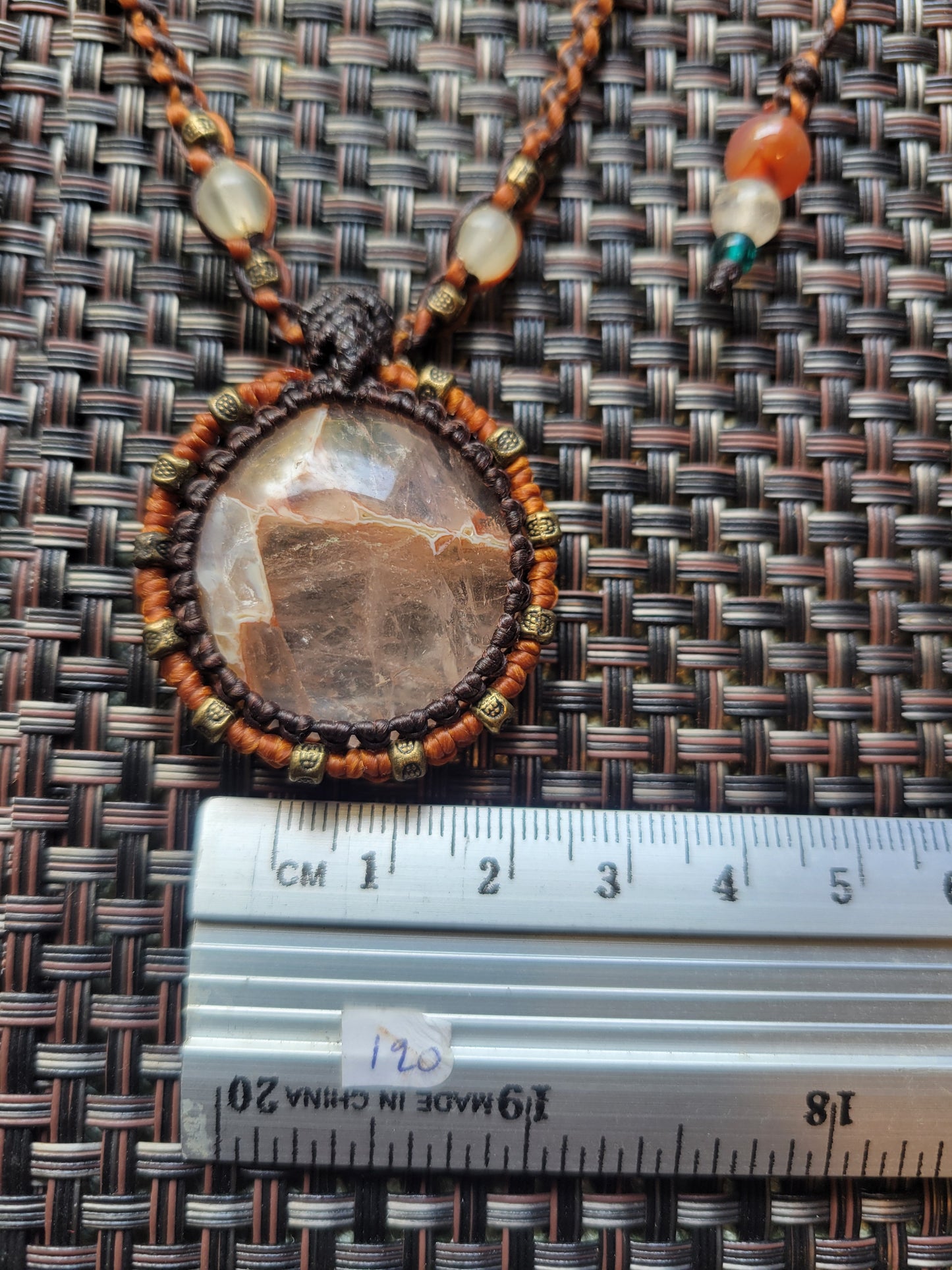 Plume Agate Pendant Necklace – Handwoven Boho Jewelry with Brass & Agate Accents