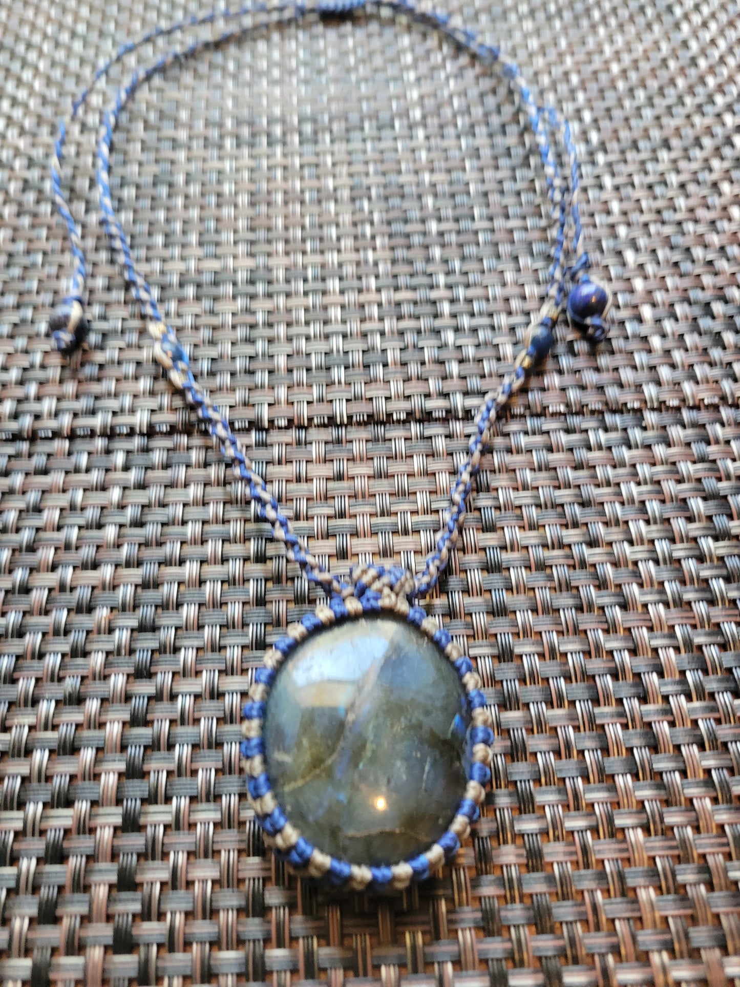 Handmade Labradorite Pendant Necklace with adjustable sliding knot