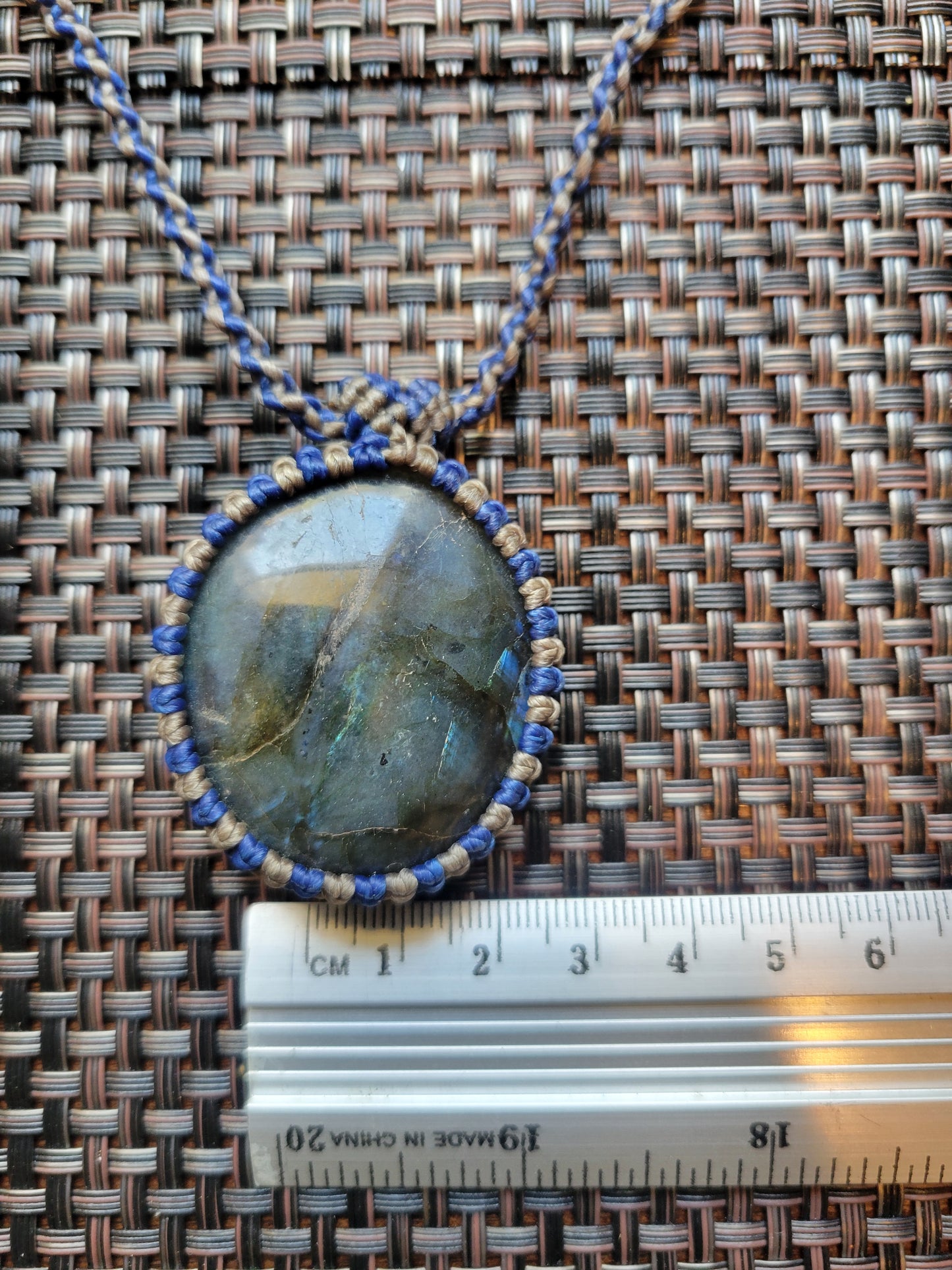 Minimalist Labradorite Pendant Necklace with spiral braided design