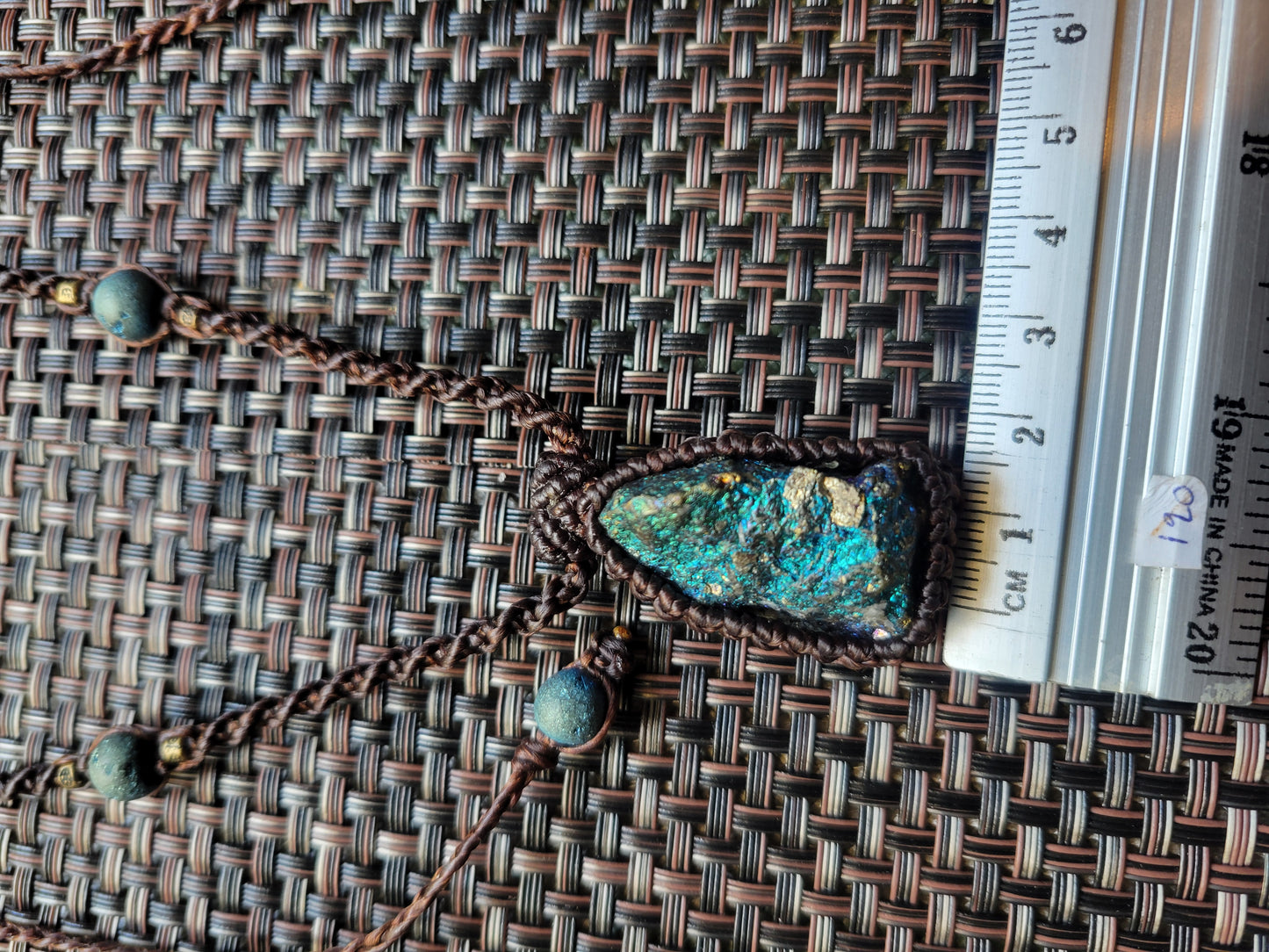 Raw Peacock Ore Necklace – Shimmering Bornite Amulet on Adjustable Braided Cord