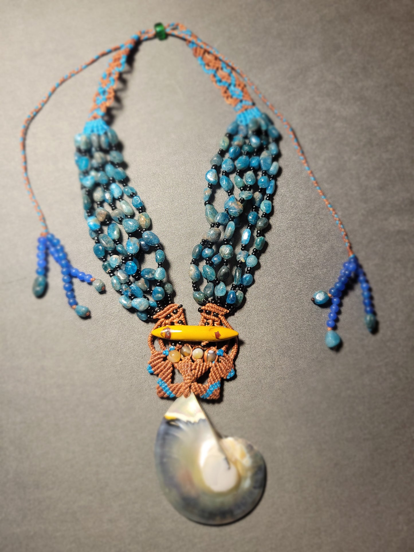 Ocean Heart Nautilus Necklace – Limited-Edition Shell Pendant with Jasper & Apatite Beaded Strands