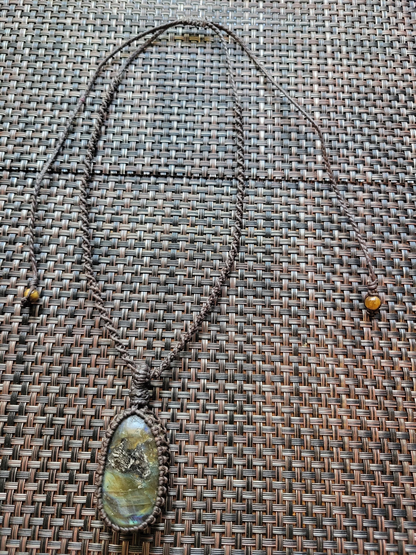 Boho Labradorite Pendant Necklace with iridescent flashes of color