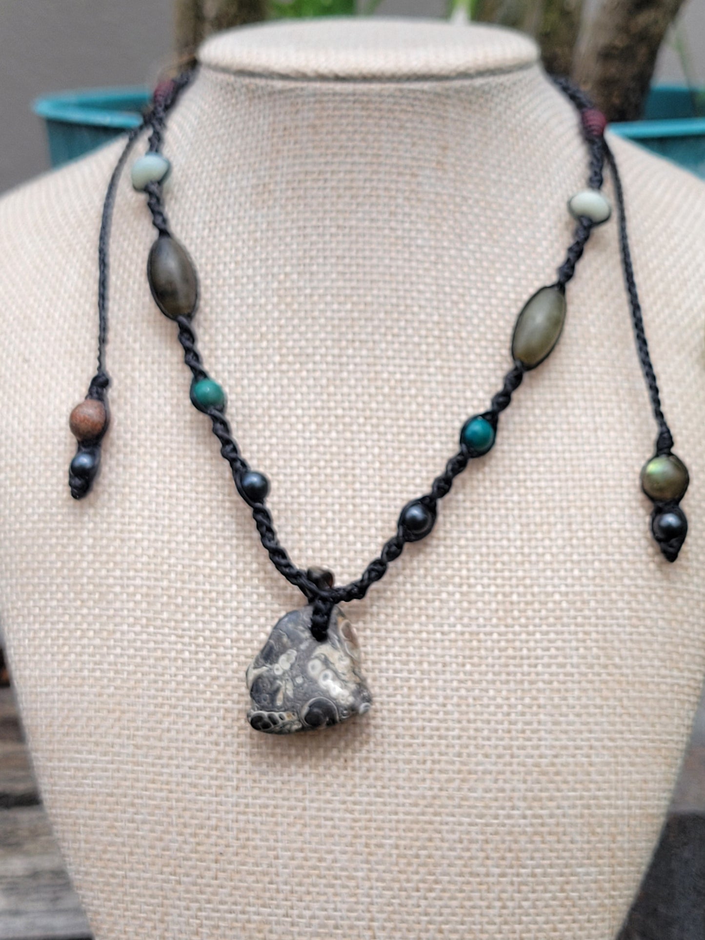 Raw Turritella Jasper Pendant Necklace