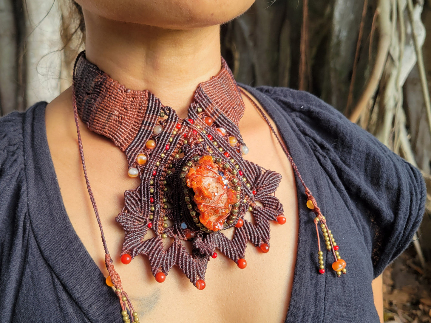 Rare red vanadinite crystal Necklace