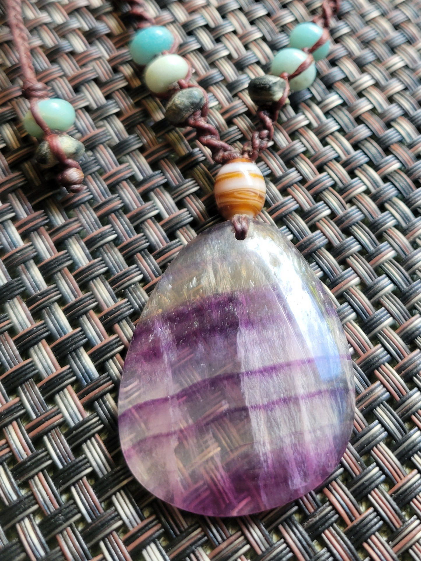 Purple Fluorite Pendant Necklace