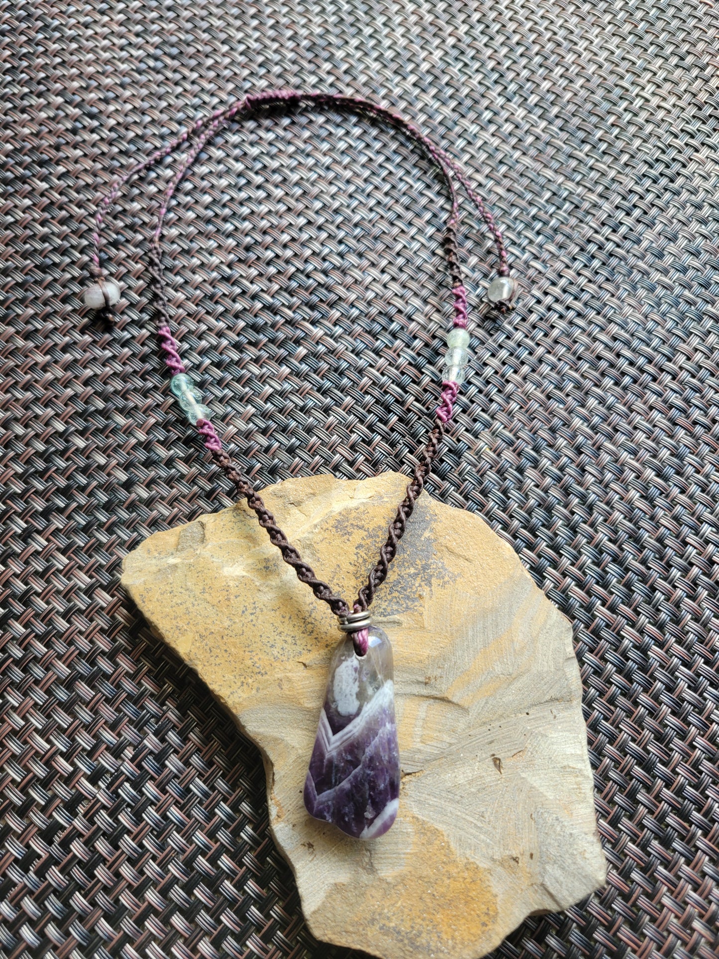 Chevron Amethyst Pendant Necklace spiritual boho jewelry style