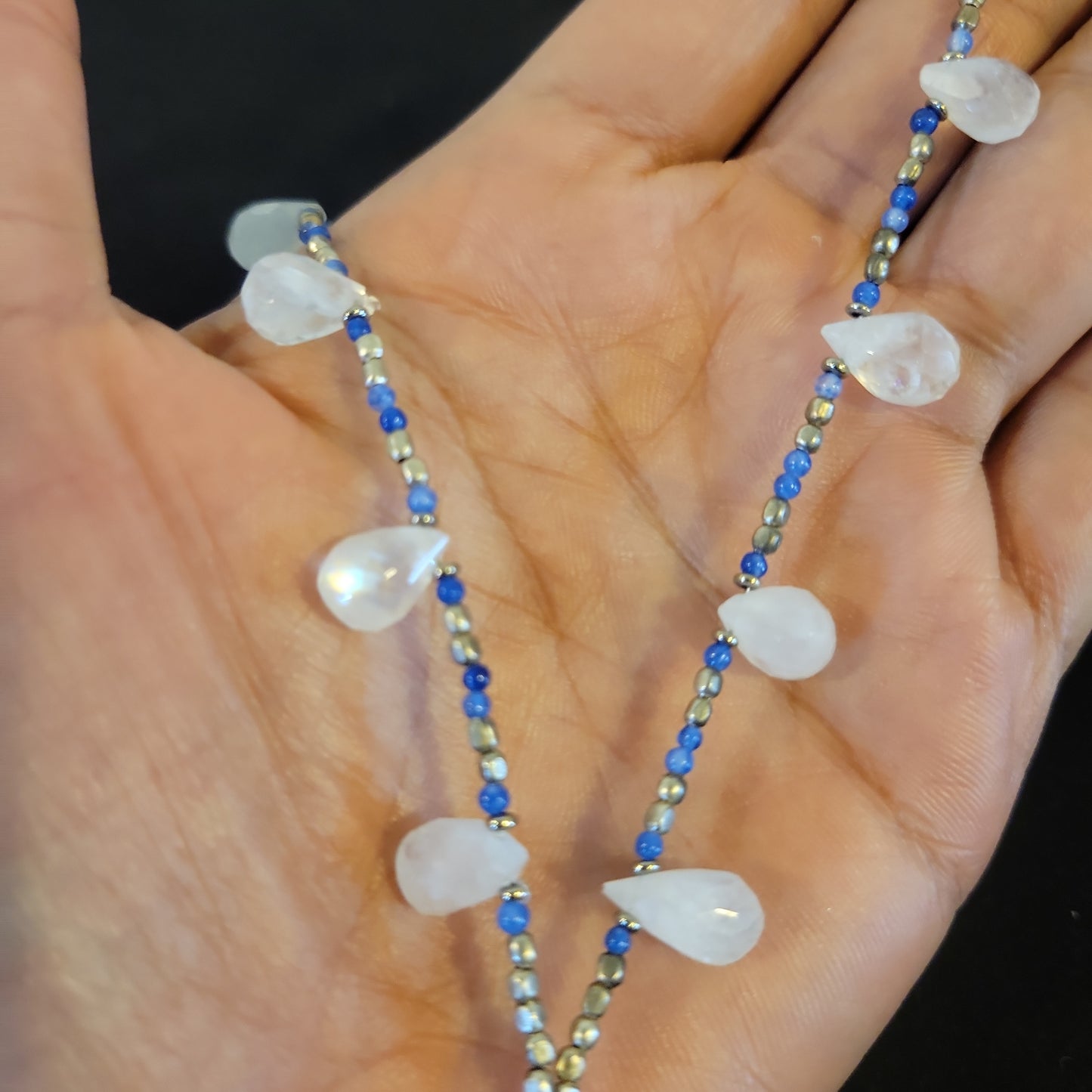 Apophyllite Drop Necklace with Quartz Pendant