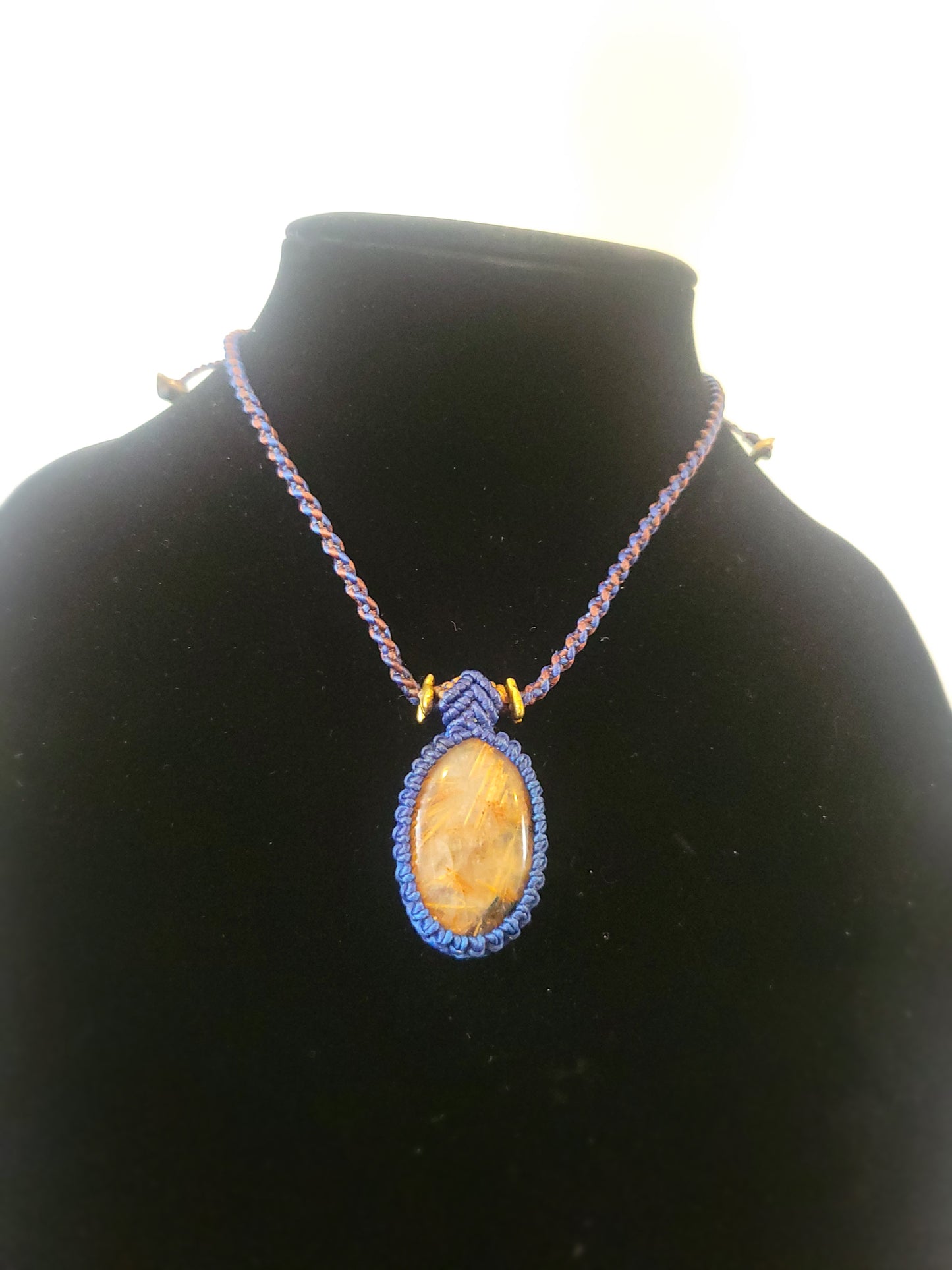 Golden Horizon: 22g Quartz Pendant on Azure Spiral Braid