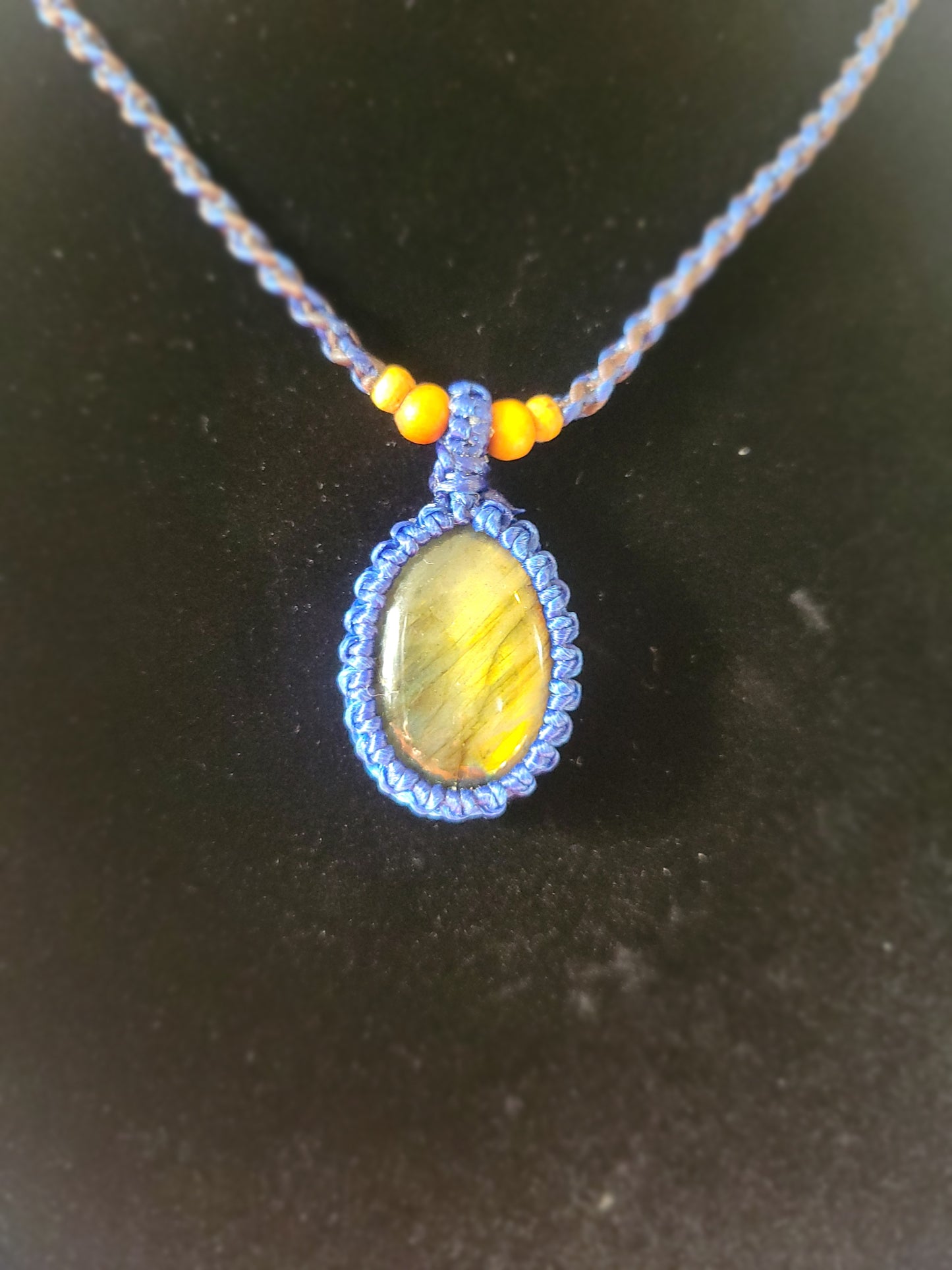 Azura Harmony: Striated Labradorite with Vibrant Beads on Spiral Braided Necklace