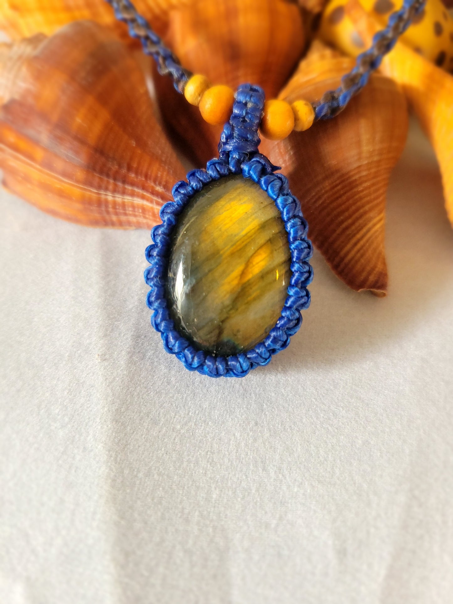 Azura Harmony: Striated Labradorite with Vibrant Beads on Spiral Braided Necklace