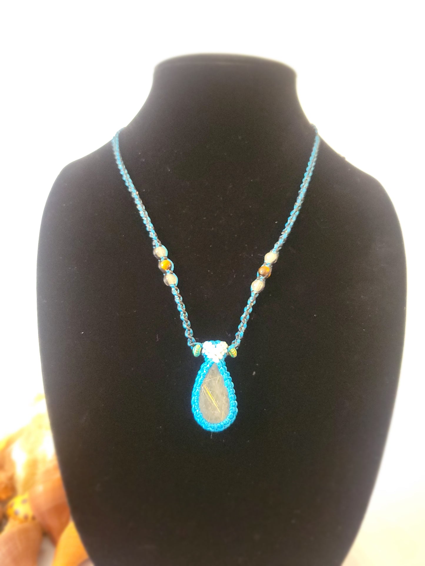 Golden Quartz Slice Pendant - Translucent Beauty with Gold Thread Inclusions