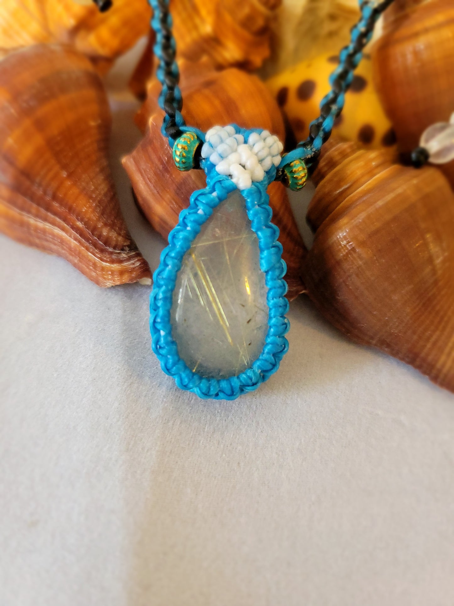 Golden Quartz Slice Pendant - Translucent Beauty with Gold Thread Inclusions