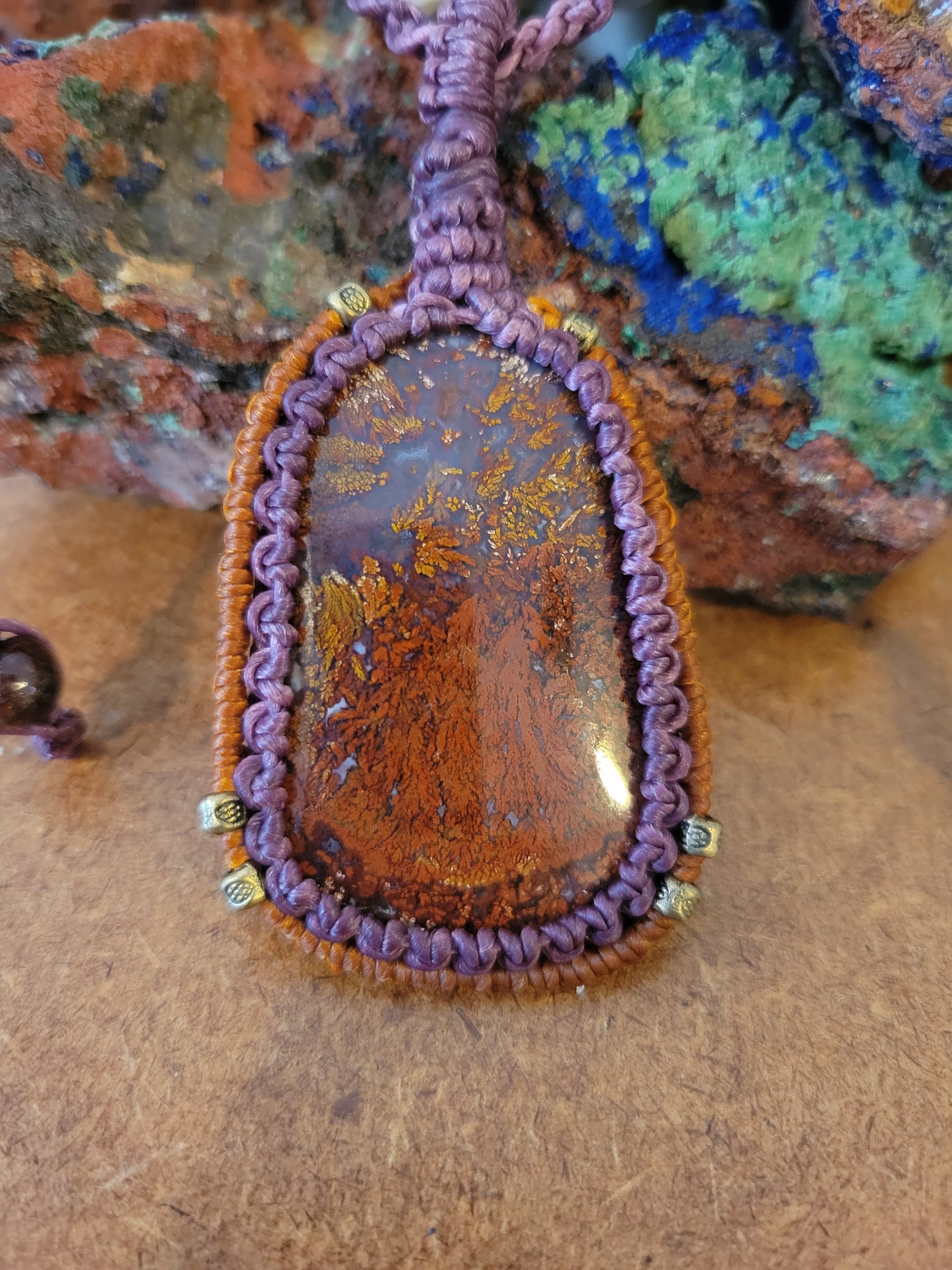 Mexico Plum Agate Stone Pendant Necklace