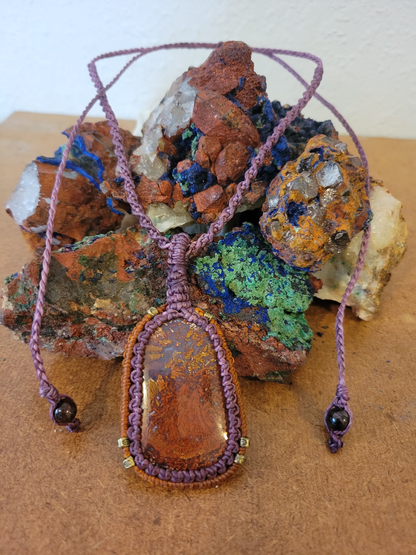 Mexico Plum Agate Stone Pendant Necklace