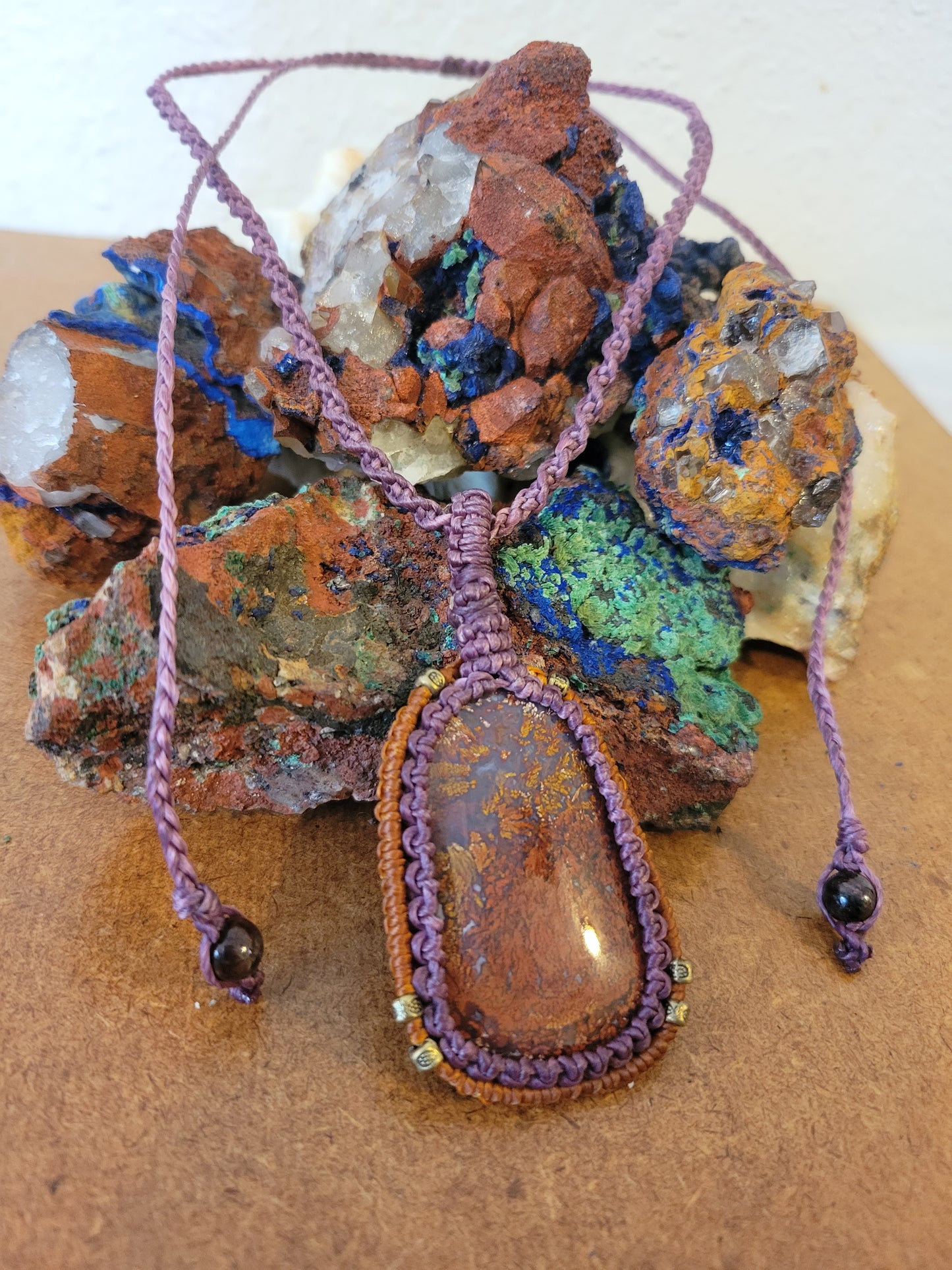 Mexico Plum Agate Stone Pendant Necklace
