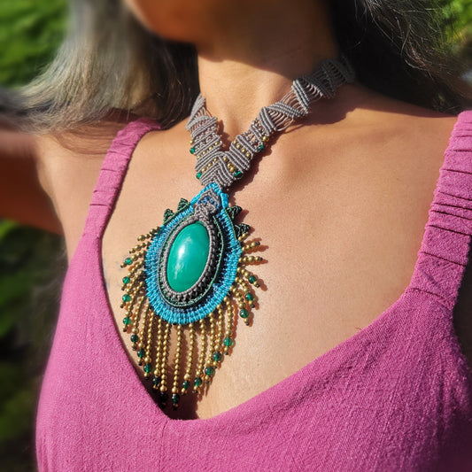 Handcrafted Boho Malachite Beach Necklace