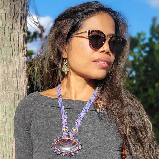 Large Banded Fluorite Pendant Necklace – Transparent Stone of Clarity, Intuition, and Focus
