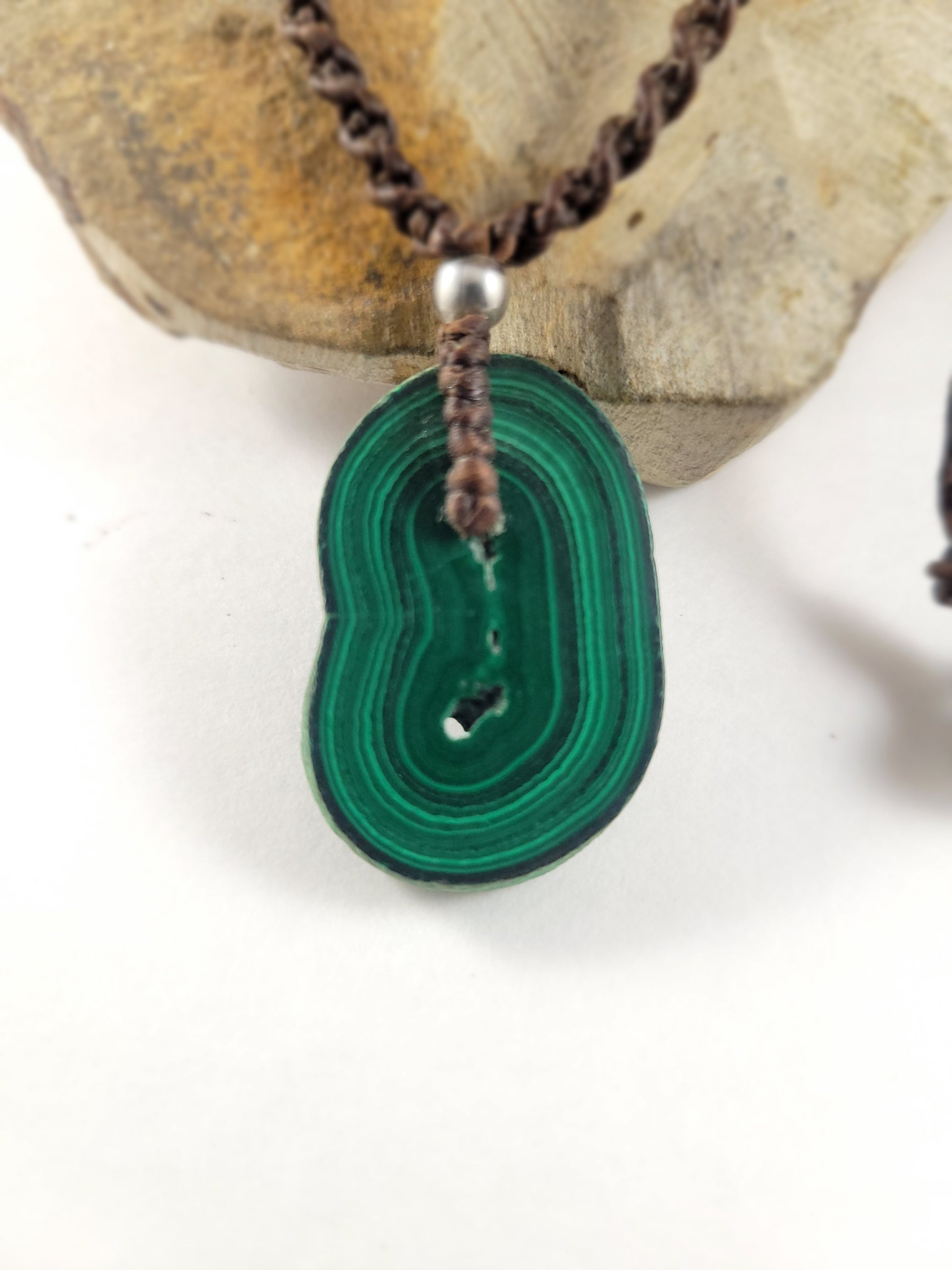 Handmade Malachite Stalactite Pendant Necklace boho festival style