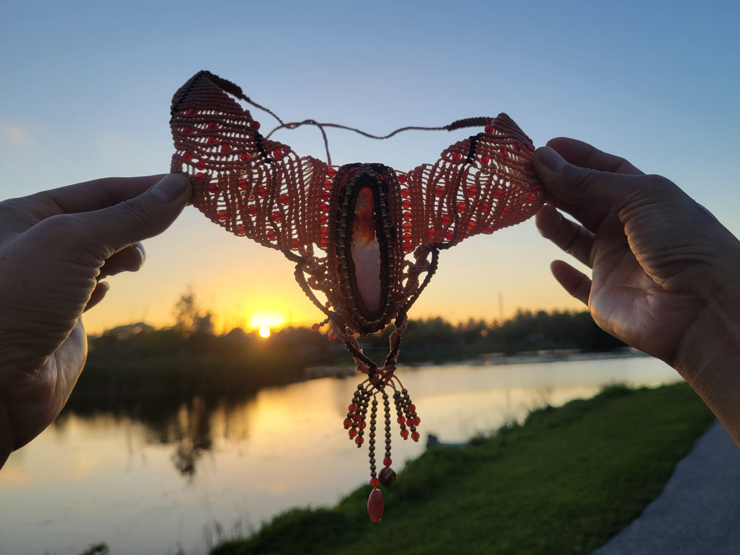 Weave of the Boho Tribal Gobi Desert Sardonyx Red Agate Choker necklac