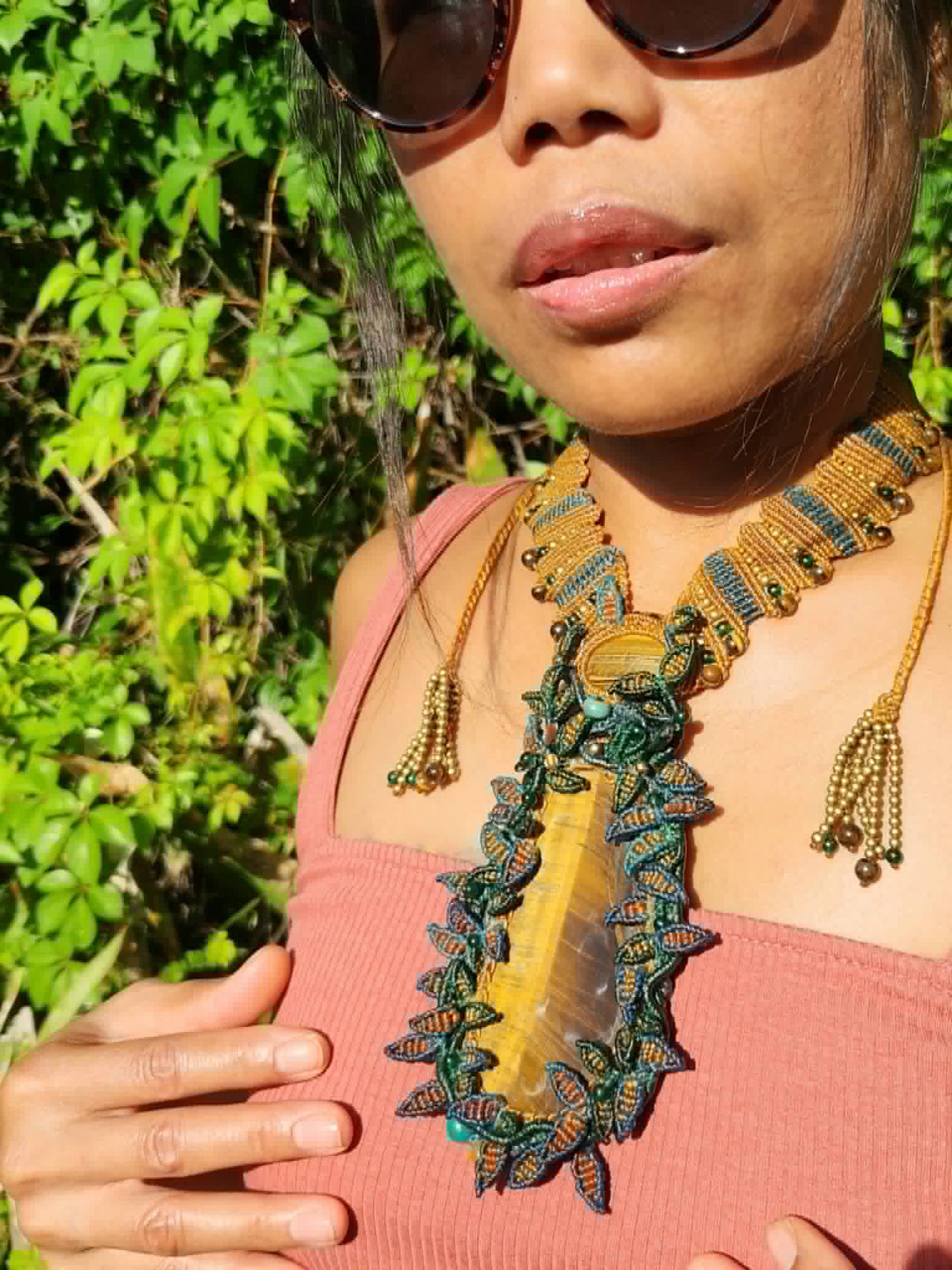 Tiger's Eye Necklace – Sun Queen Maximalist Statement