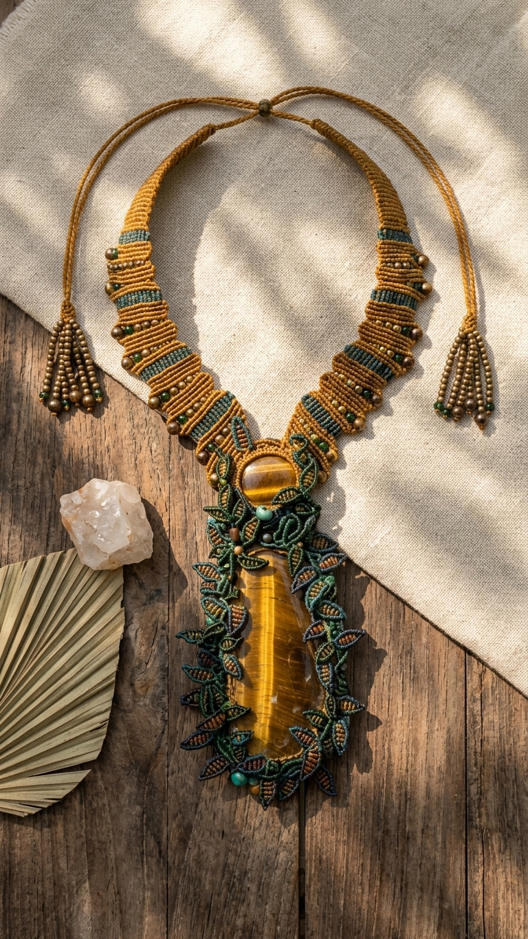 Tiger's Eye Necklace – Sun Queen Maximalist Statement