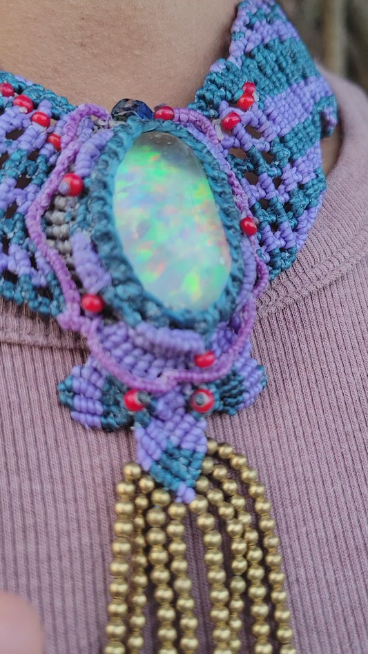 Opal Choker – Blue & Purple Handmade Boho Necklace