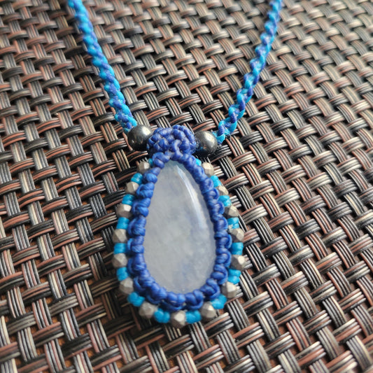 Rainbow moon stone macame necklace