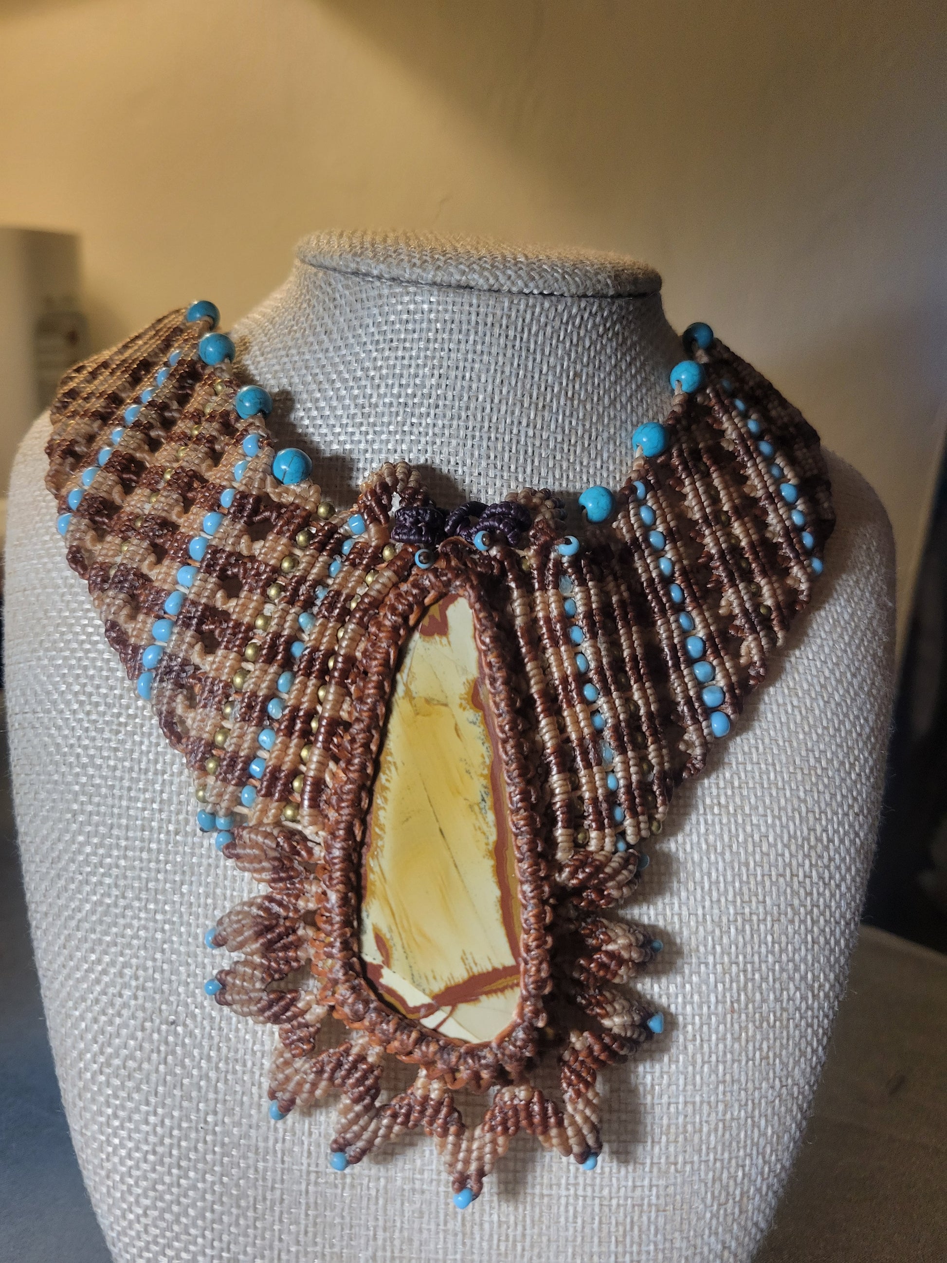 Fossilized Wood Pendant handmade boho choker