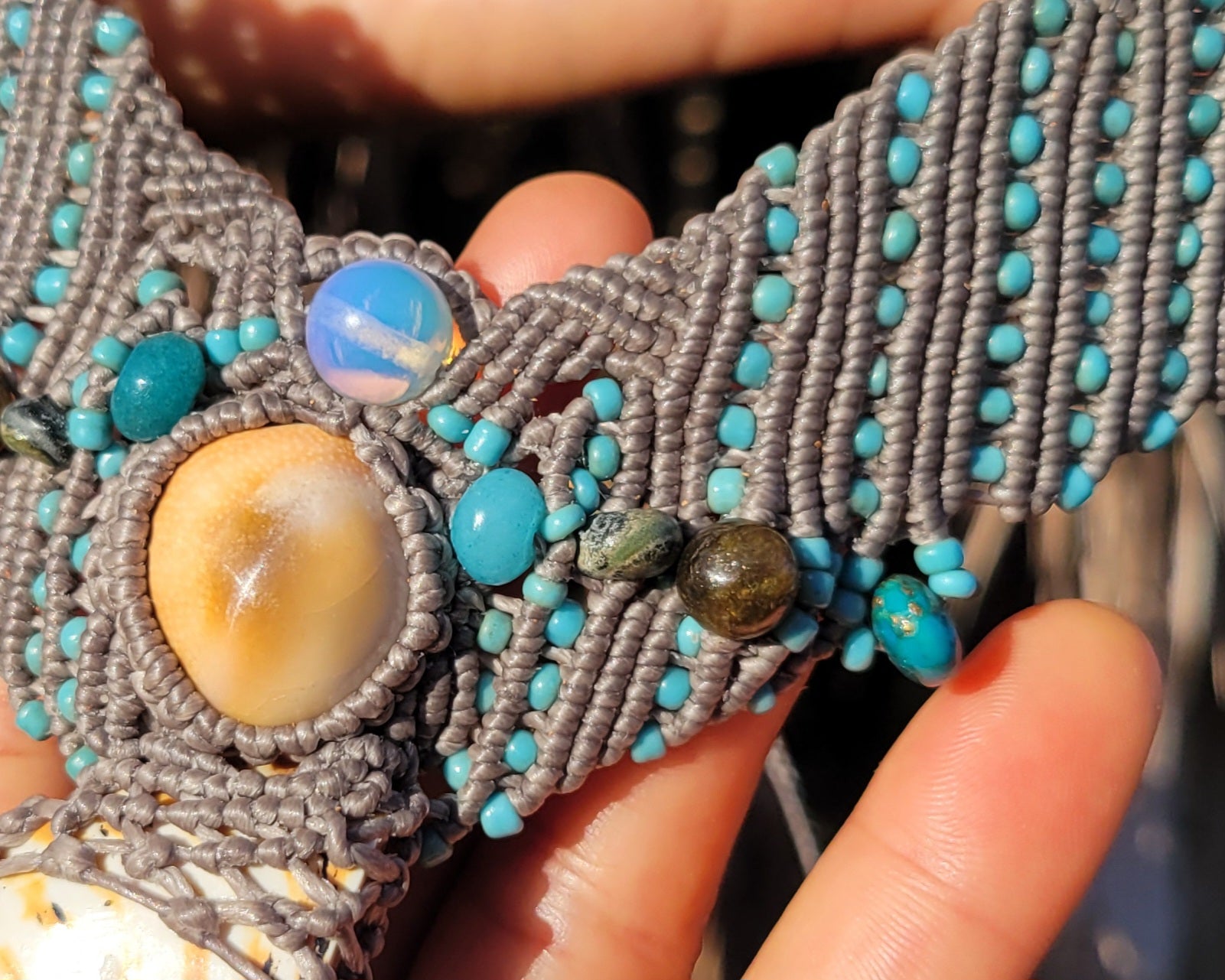 Adjustable Nautilus Shell Necklace with earthy brown tones